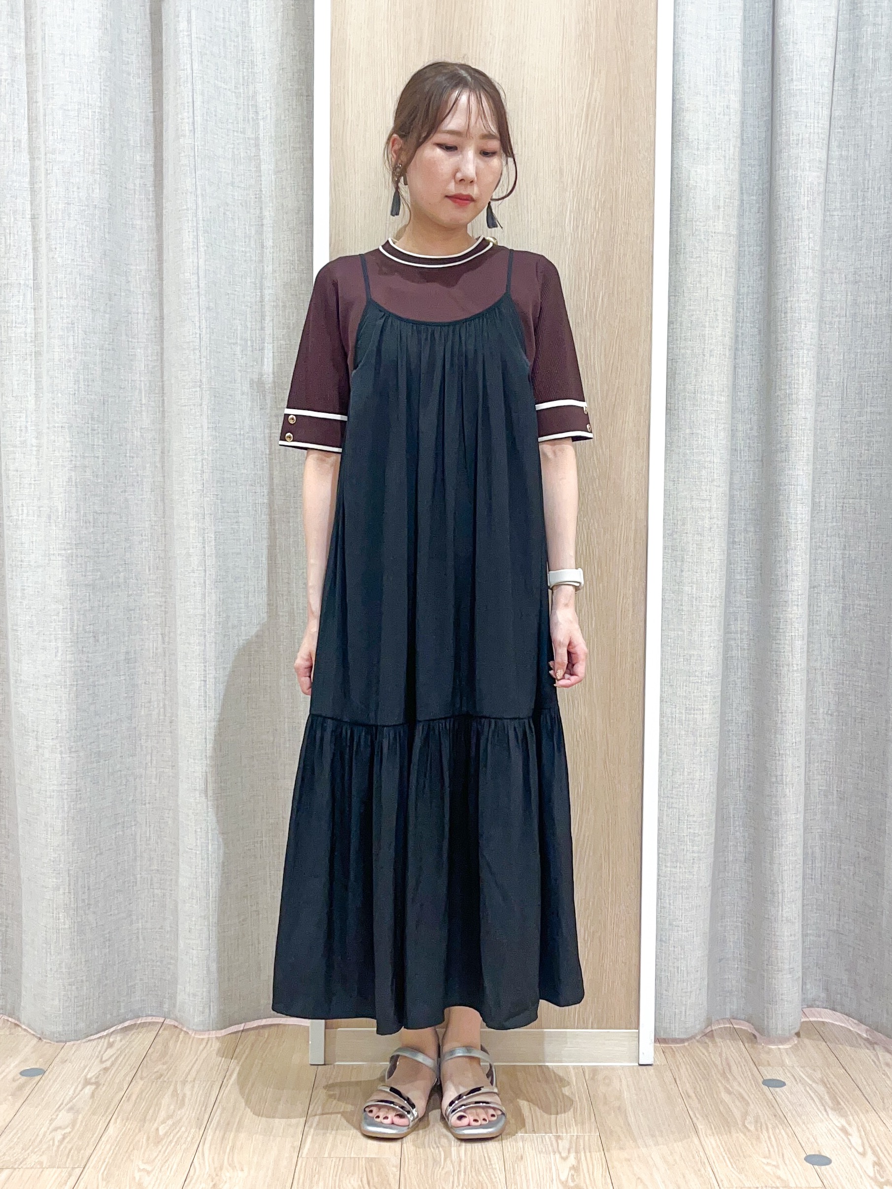 みーちゃんさんの「grove｜新色追加！【シリーズ累計36万枚/名品ニット】やわらかドライタッチ 袖メッシュ編みニット」を使ったコーディネート