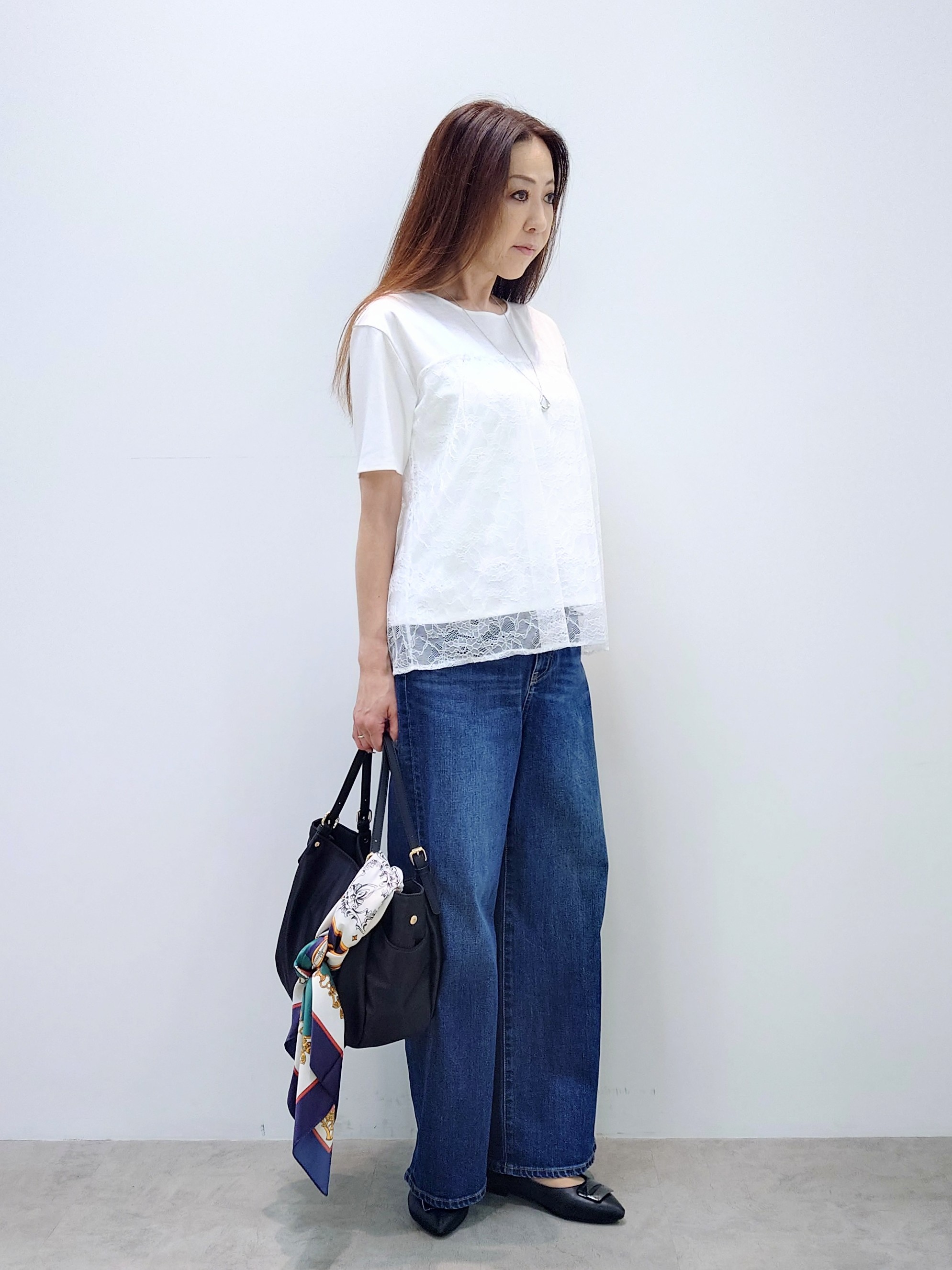 yoshiさんの「Reflect｜【UVカット／接触冷感／手洗い可】ラッセルレースプルオーバー」を使ったコーディネート