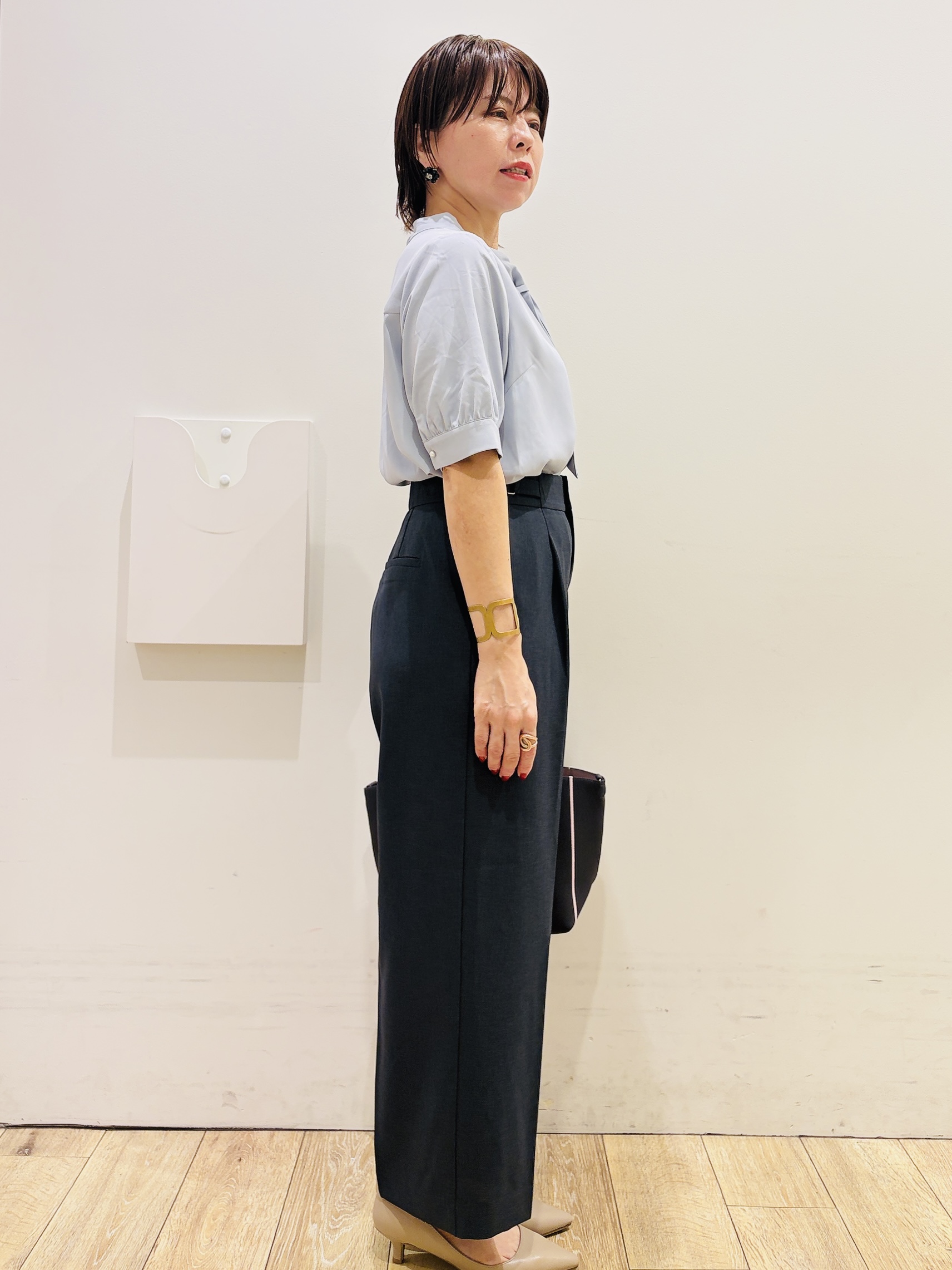 YUKOさんの「index｜ジョーゼットボウタイブラウス【洗濯機OK】」を使ったコーディネート