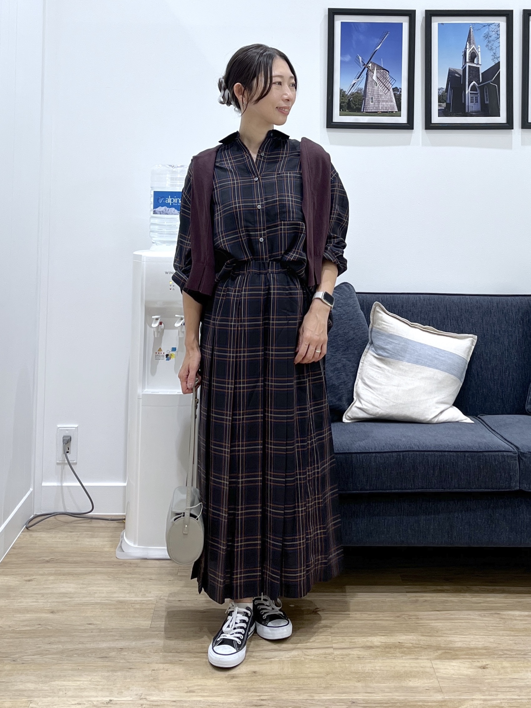 canaさんの「Dessin｜【セットアップ可】シアーチェック プリーツスカート」を使ったコーディネート