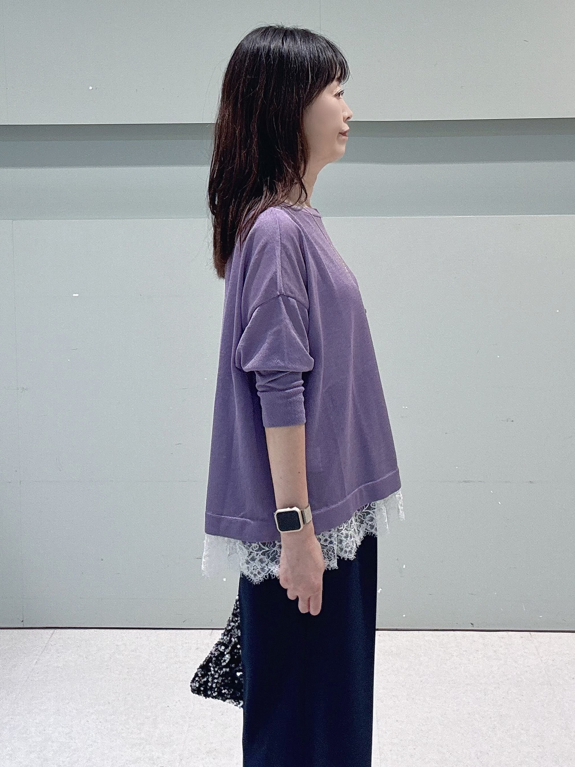makiさんの「UNTITLED｜レースドッキングニットプルオーバー」を使ったコーディネート