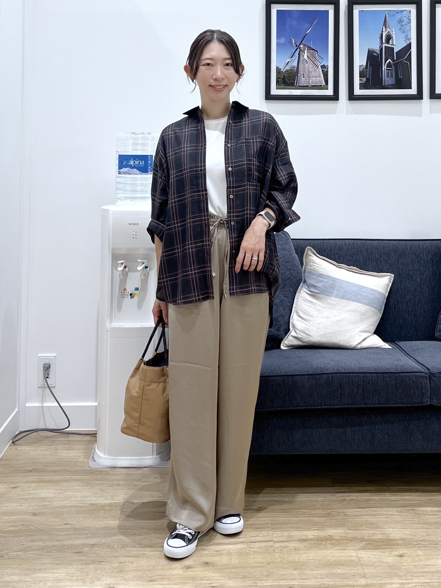 canaさんの「Dessin｜ワッシャーサテン イージーパンツ」を使ったコーディネート