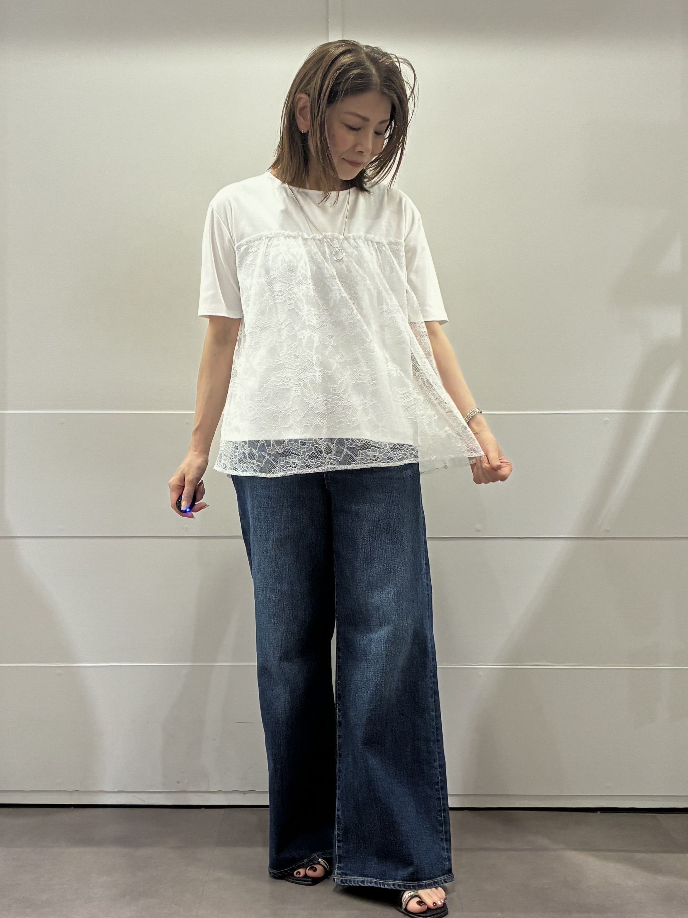 ちいさんの「Reflect｜【UVカット／接触冷感／手洗い可】ラッセルレースプルオーバー」を使ったコーディネート