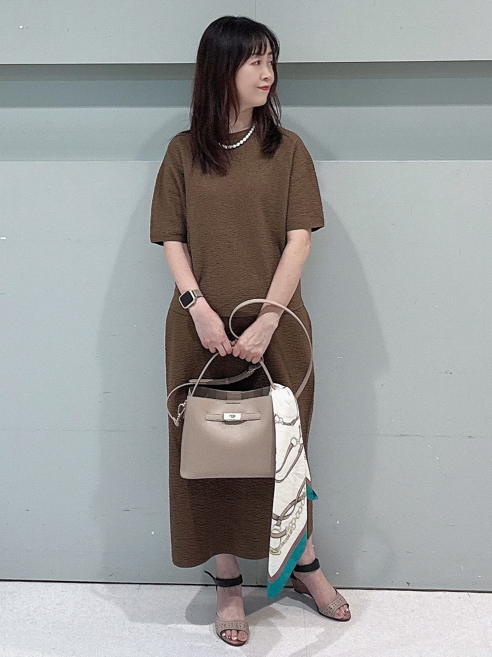 makiさんの「UNTITLED｜【セットアップ可】ドライタッチニットプルオーバー」を使ったコーディネート