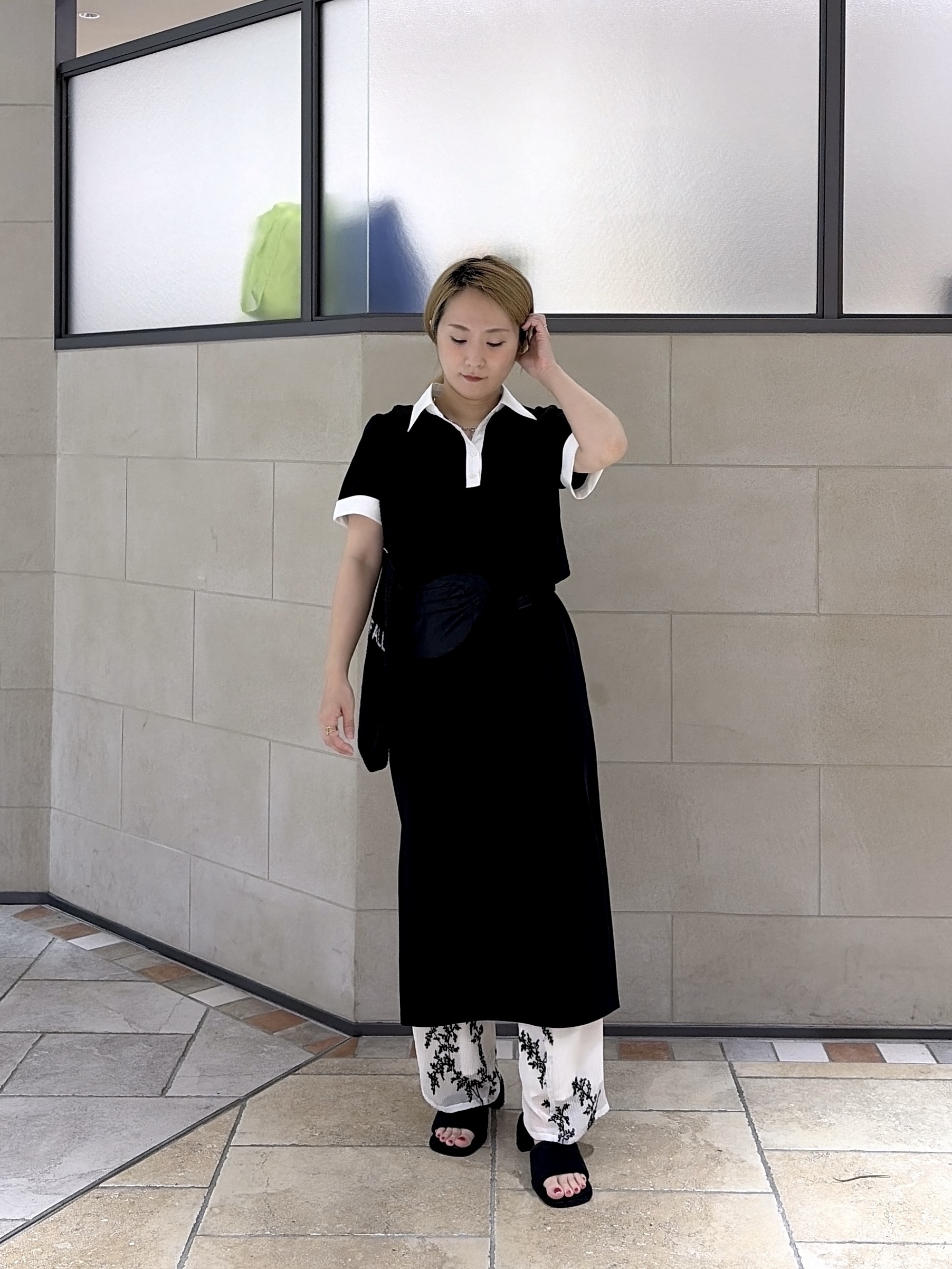 よねさんの「INDIVI｜ポロ衿カットソーワンピ―ス」を使ったコーディネート