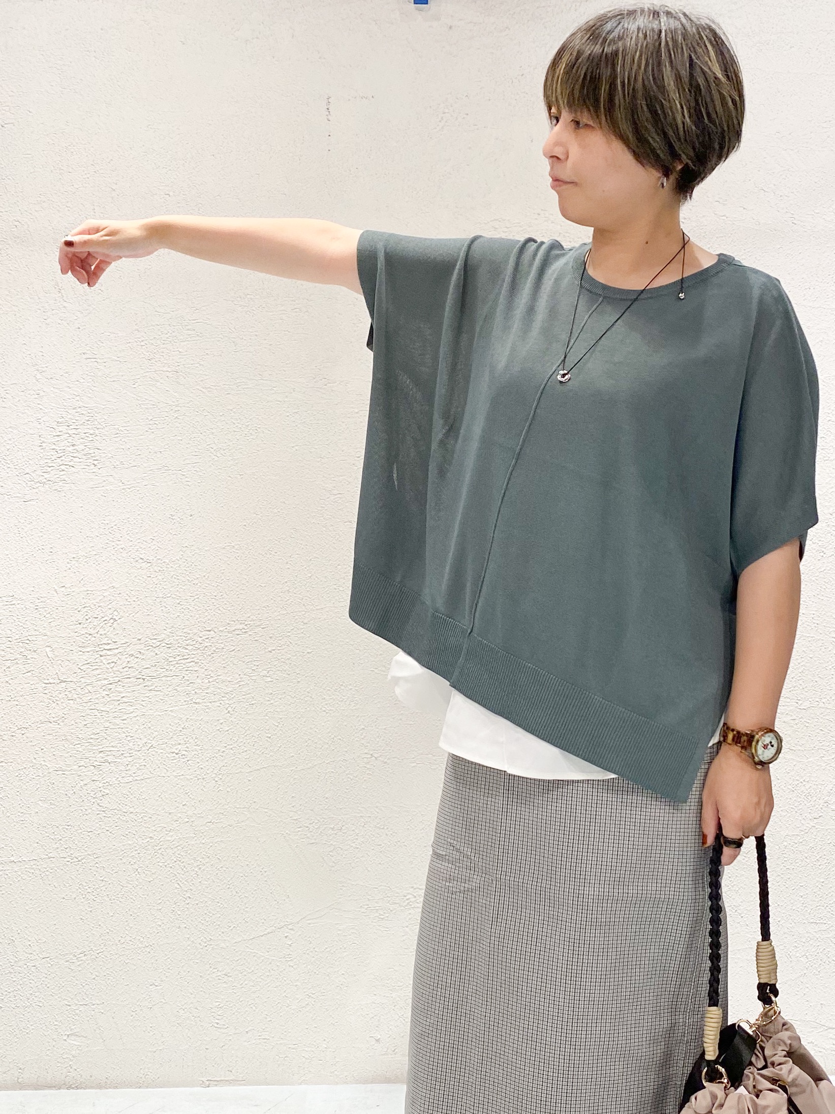ばっちょさんの「grove｜【体系カバー◎】ニット&times;インナーシャツタンクSET」を使ったコーディネート