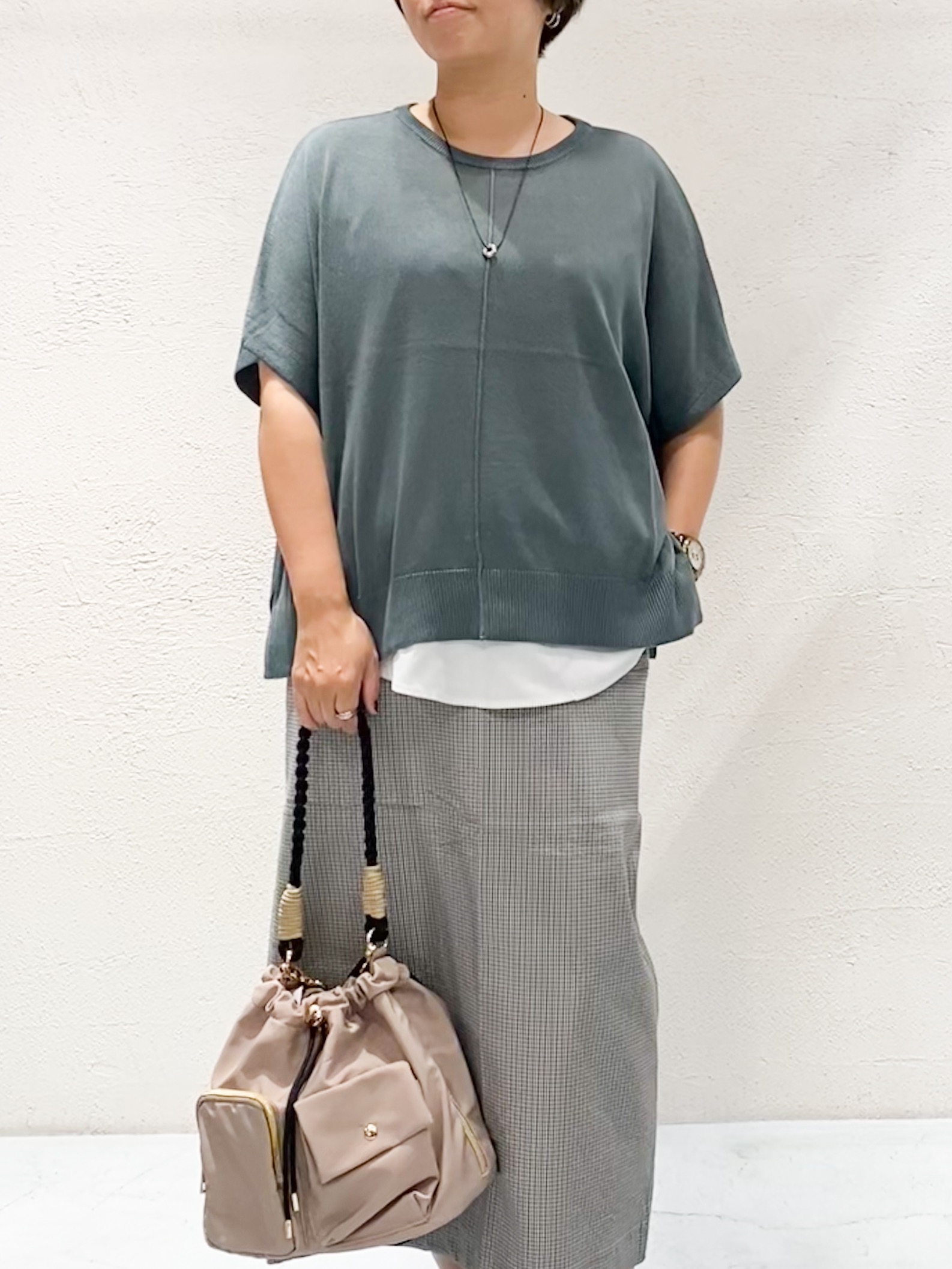 ばっちょさんの「grove｜【体系カバー◎】ニット&times;インナーシャツタンクSET」を使ったコーディネート