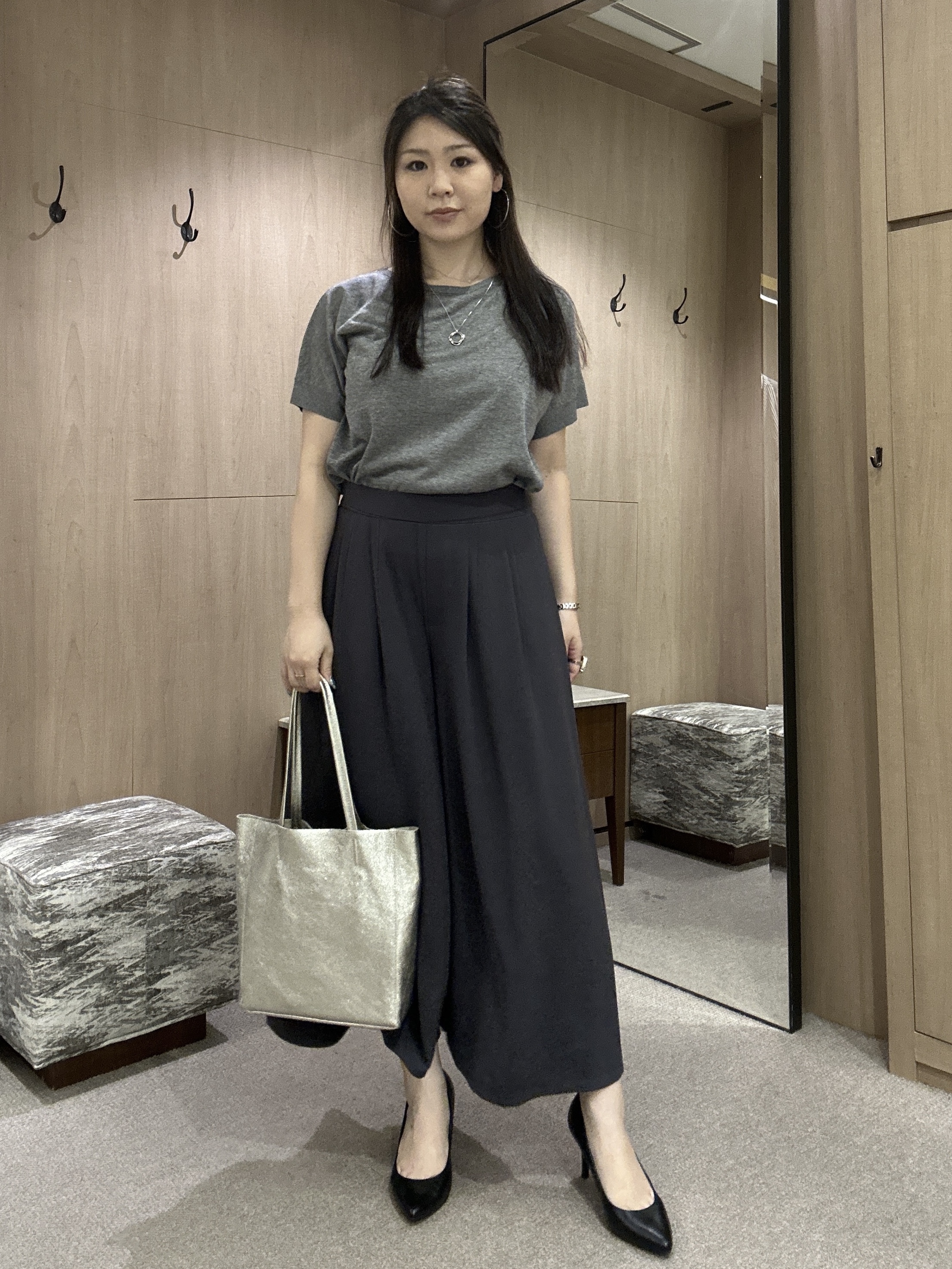 YURIさんの「UNTITLED｜【接触冷感/はっ水/セットアップ可】リラクシーガウチョパンツ」を使ったコーディネート