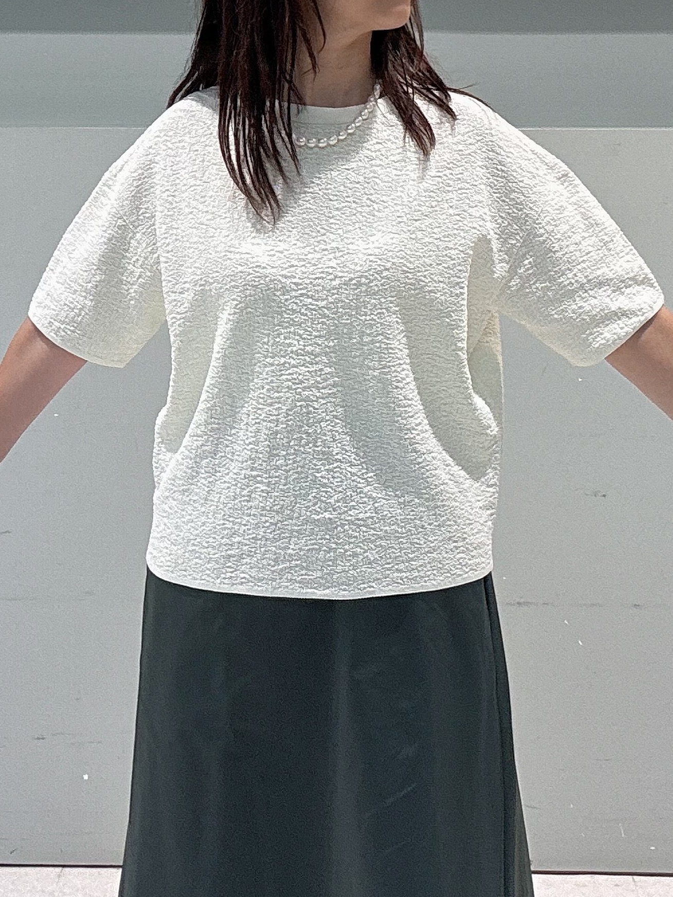 makiさんの「UNTITLED｜【セットアップ可】ドライタッチニットプルオーバー」を使ったコーディネート