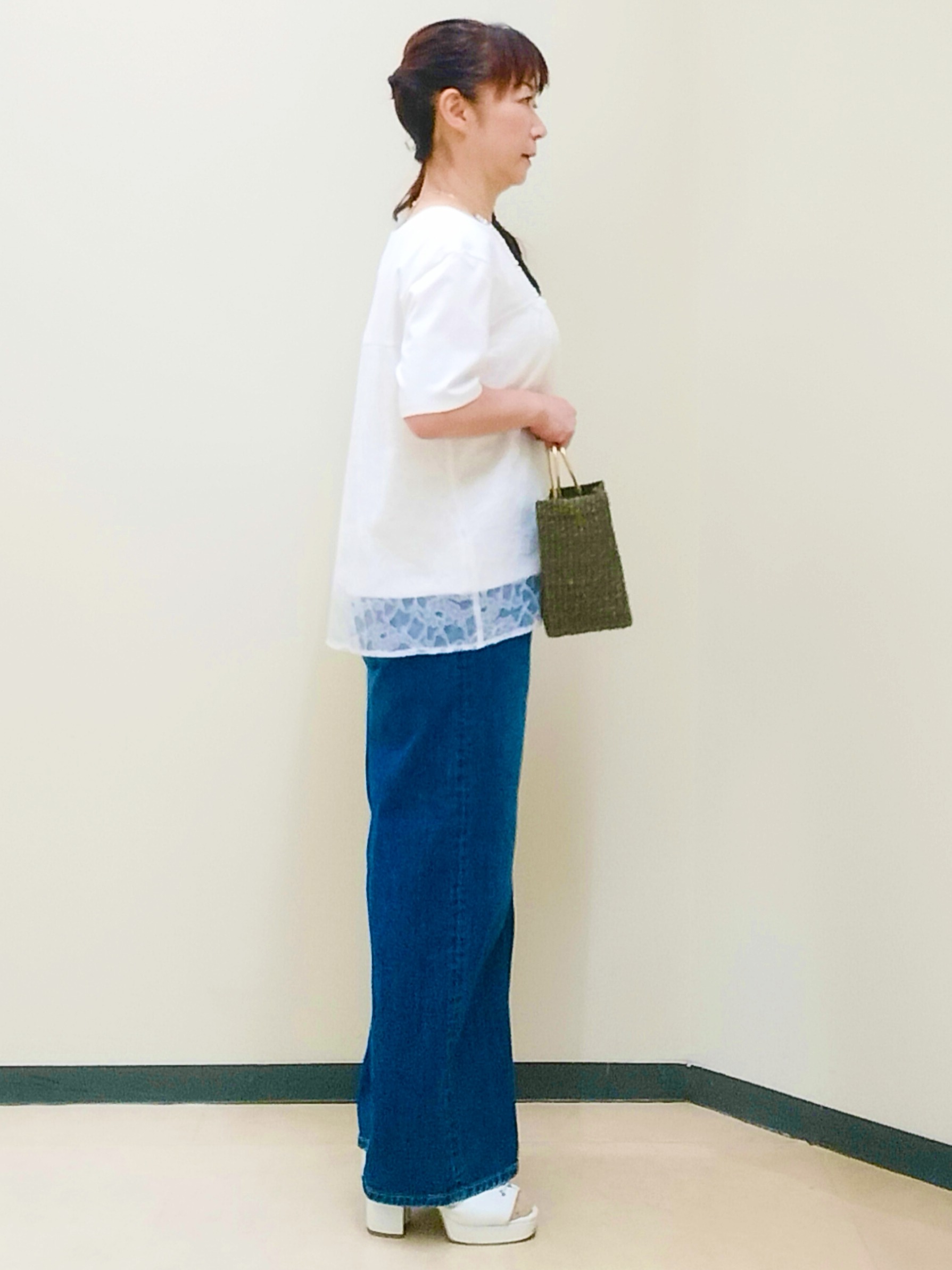 花さんの「Reflect｜【UVカット／接触冷感／手洗い可】ラッセルレースプルオーバー」を使ったコーディネート