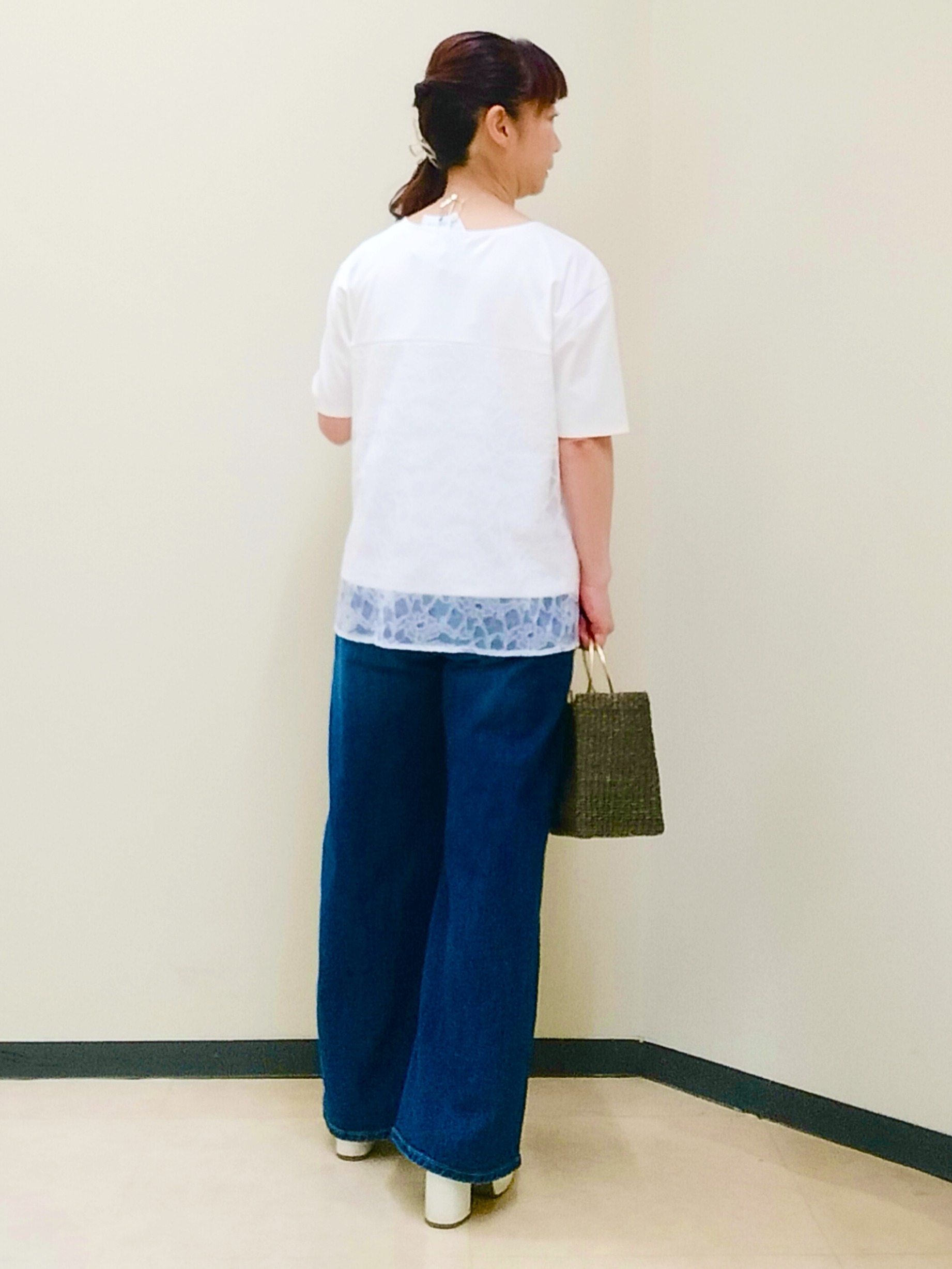 花さんの「Reflect｜【UVカット／接触冷感／手洗い可】ラッセルレースプルオーバー」を使ったコーディネート