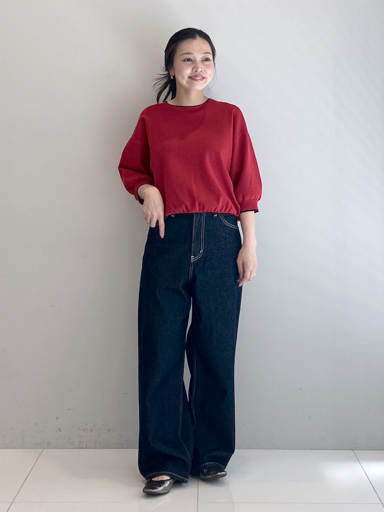 Kaiさんの「Dessin｜【UVカット/マシンウォッシャブル】6分袖配色ニット」を使ったコーディネート