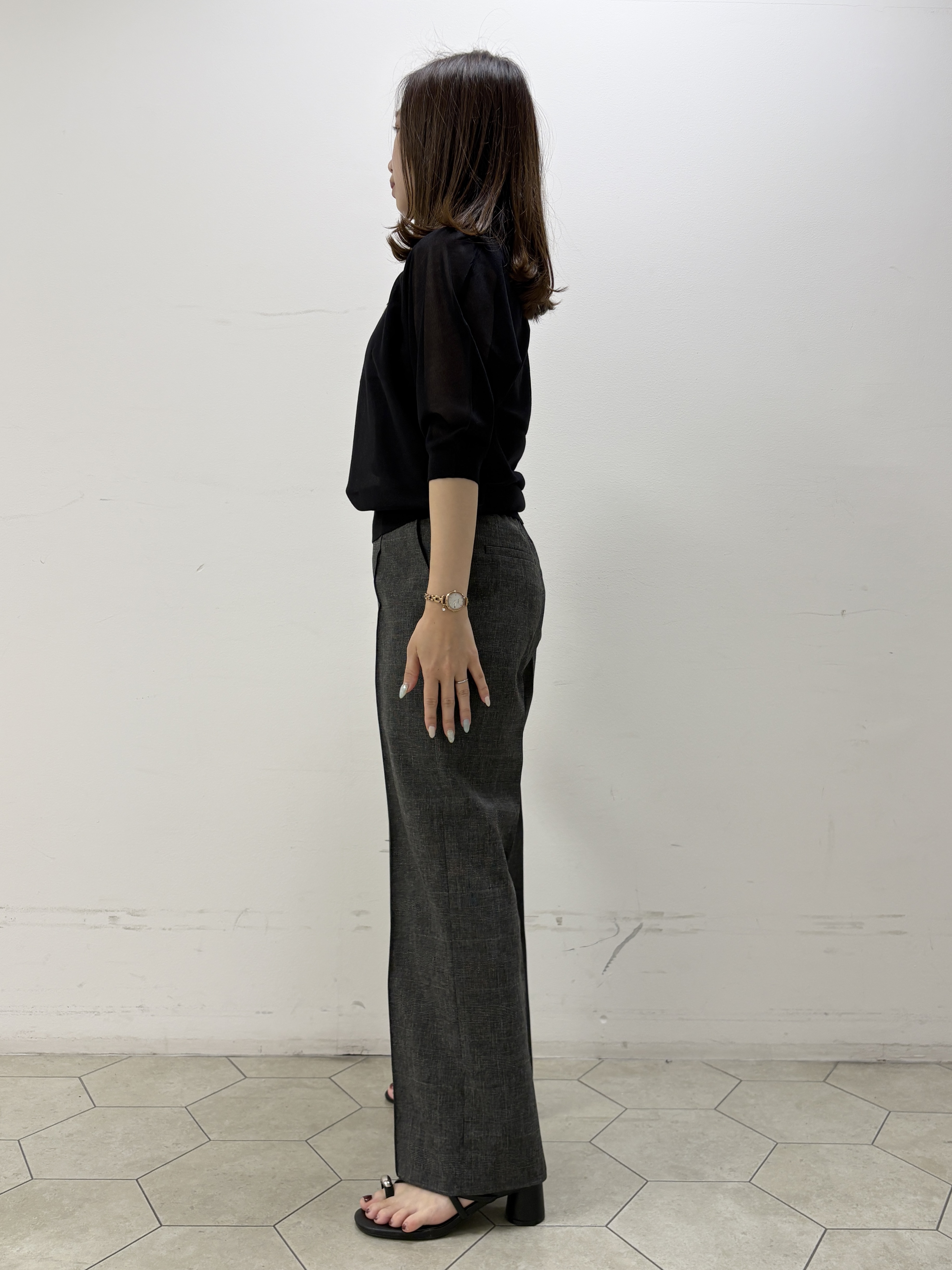 kahoさんの「INDIVI｜【体型カバー／洗える】シアードルマンニット」を使ったコーディネート