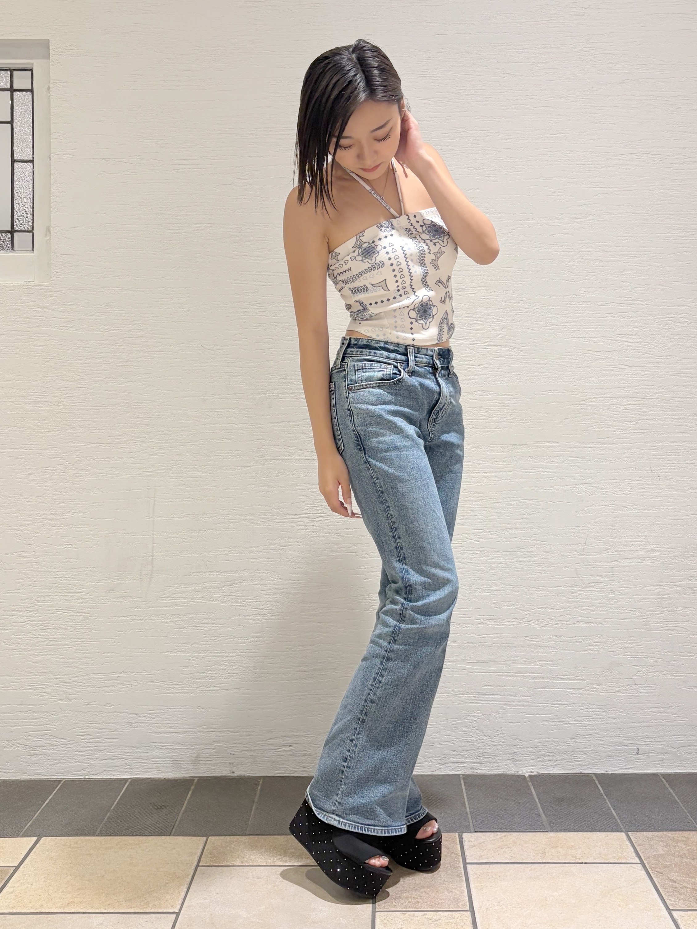 Maoさんの「ESPERANZA｜ラインストーンウエッジミュール」を使ったコーディネート