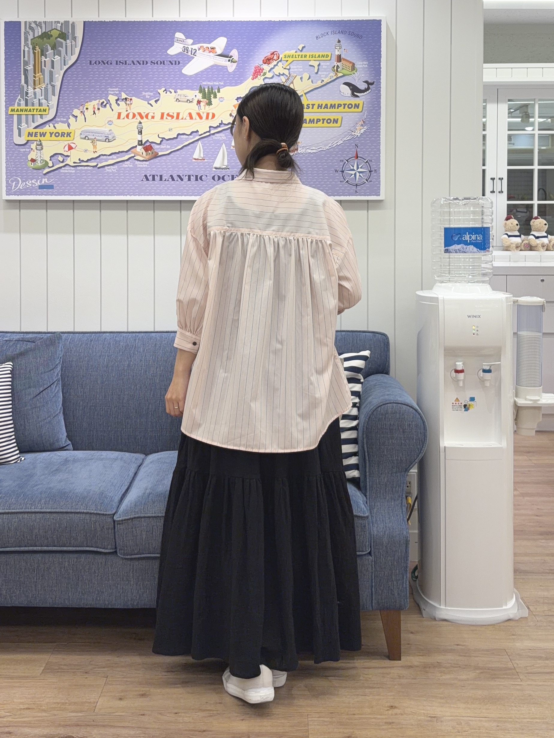 Ayakaさんの「Dessin｜【UVカット】ギャザースリーブストライプシャツ6分袖」を使ったコーディネート