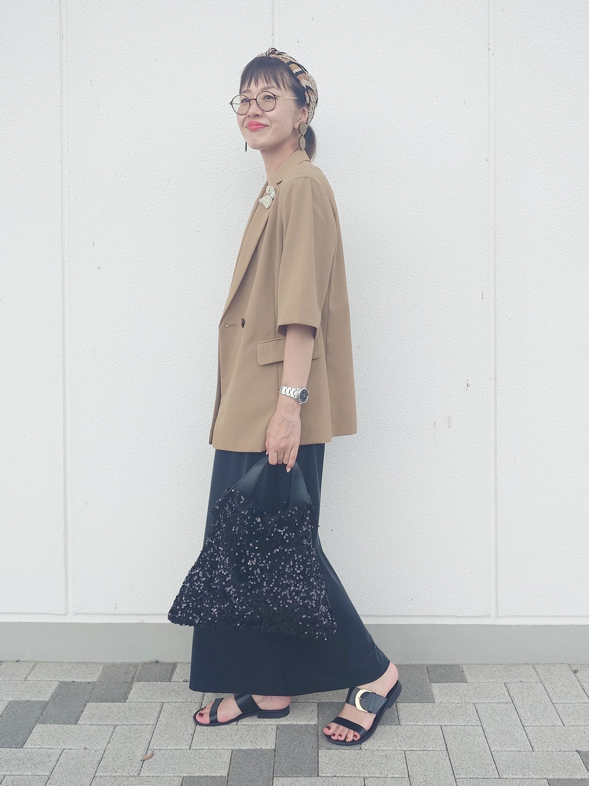 MUTSUKOさんの「UNTITLED｜【セットアップ可/UVカット/通気性】エアリークール半袖ジャケット」を使ったコーディネート
