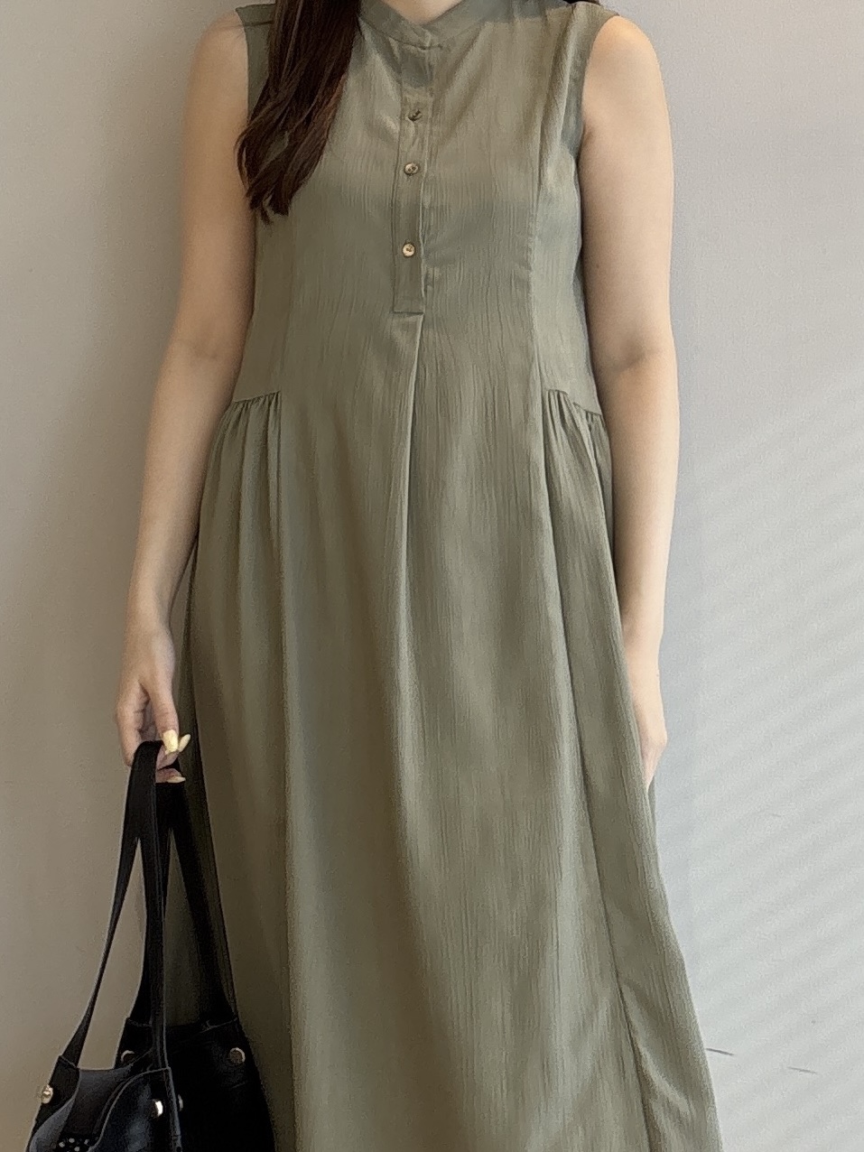 sayaさんの「grove｜【低身長さんも選べる着丈・洗濯機◎】テントラインワンピース」を使ったコーディネート