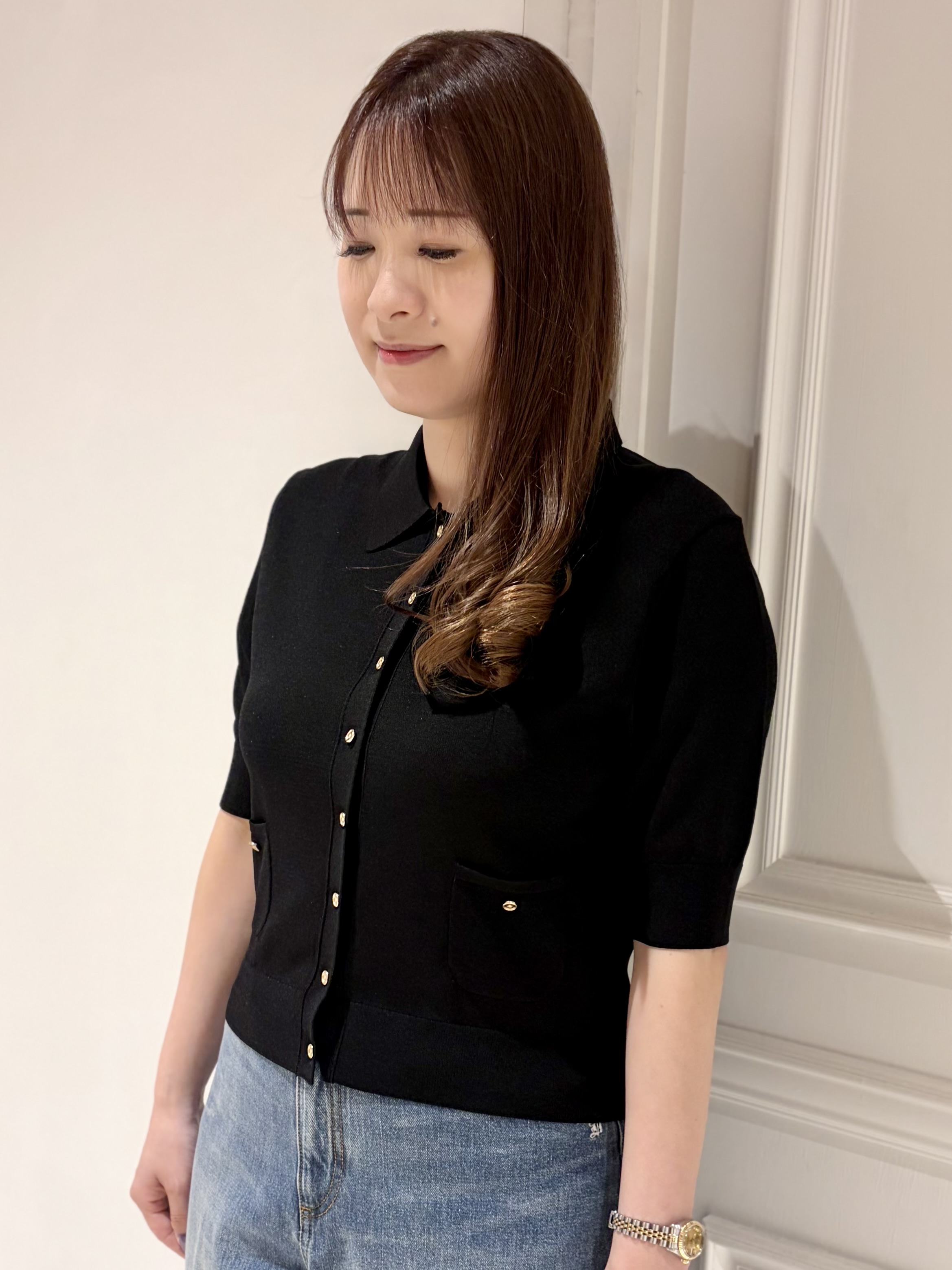 minowaさんの「DRESSTERIOR｜【接触冷感／UVカット】ハーフスリーブ シアーカーディガン」を使ったコーディネート