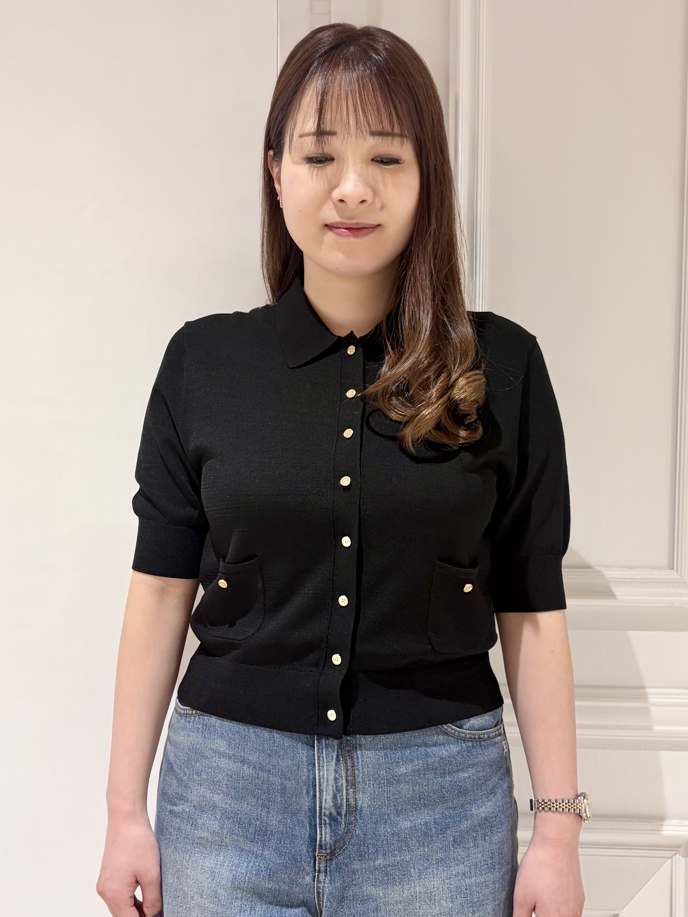 minowaさんの「DRESSTERIOR｜【接触冷感／UVカット】ハーフスリーブ シアーカーディガン」を使ったコーディネート