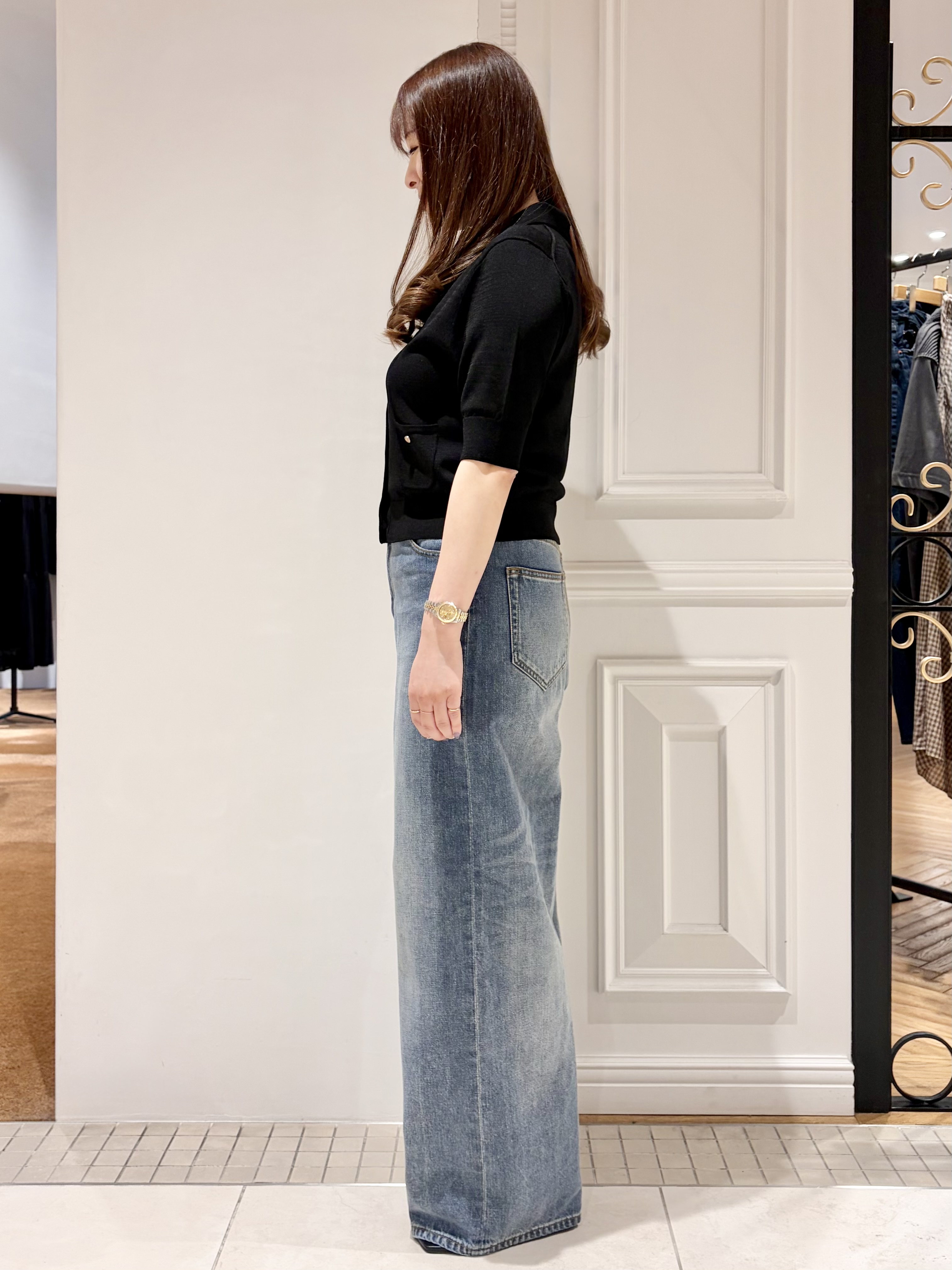 minowaさんの「DRESSTERIOR｜【接触冷感／UVカット】ハーフスリーブ シアーカーディガン」を使ったコーディネート