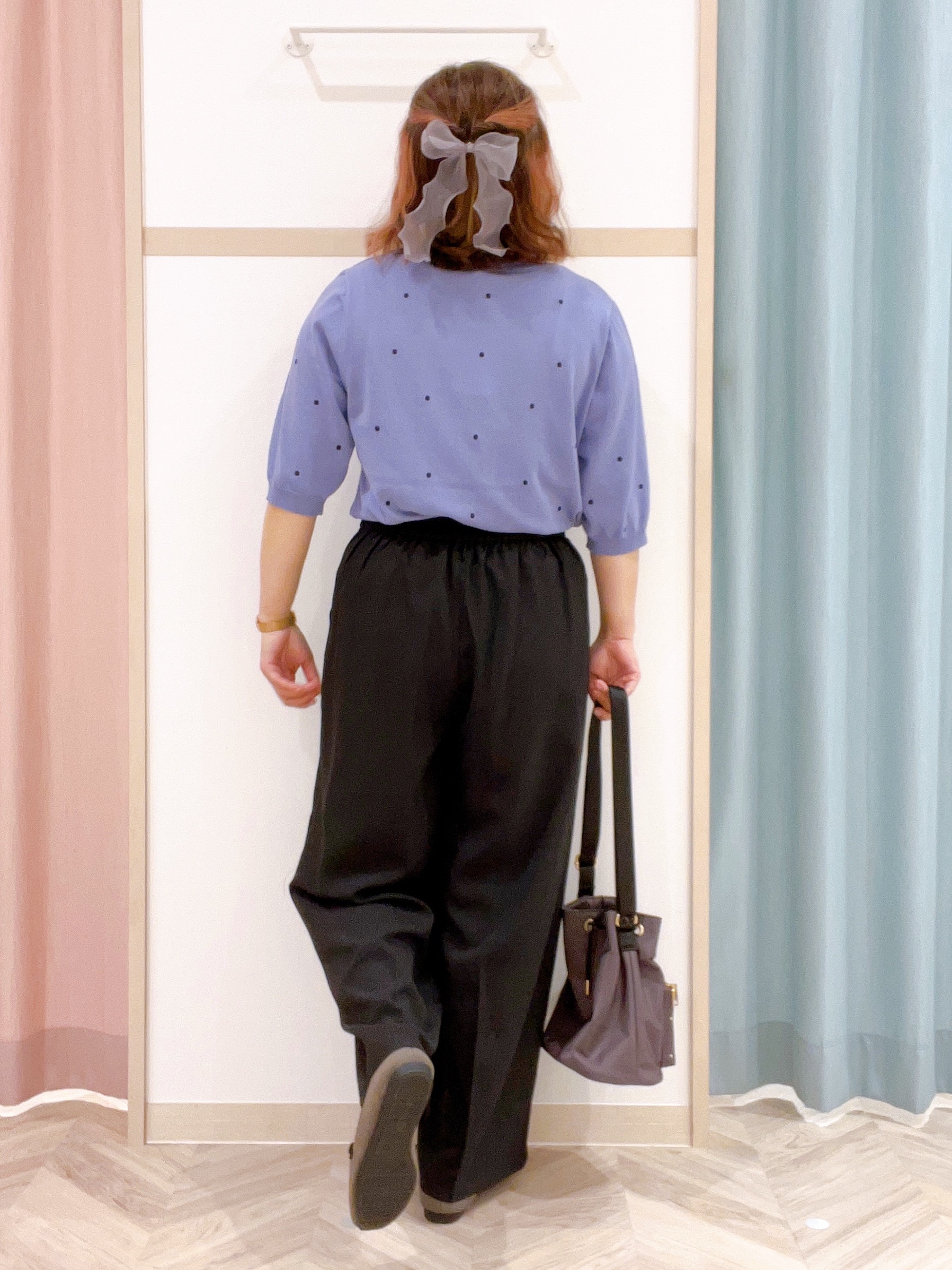 kitaさんの「SHOO･LA･RUE｜【ひんやり/S-LL】大人フェミニン ドット刺繍ニット」を使ったコーディネート