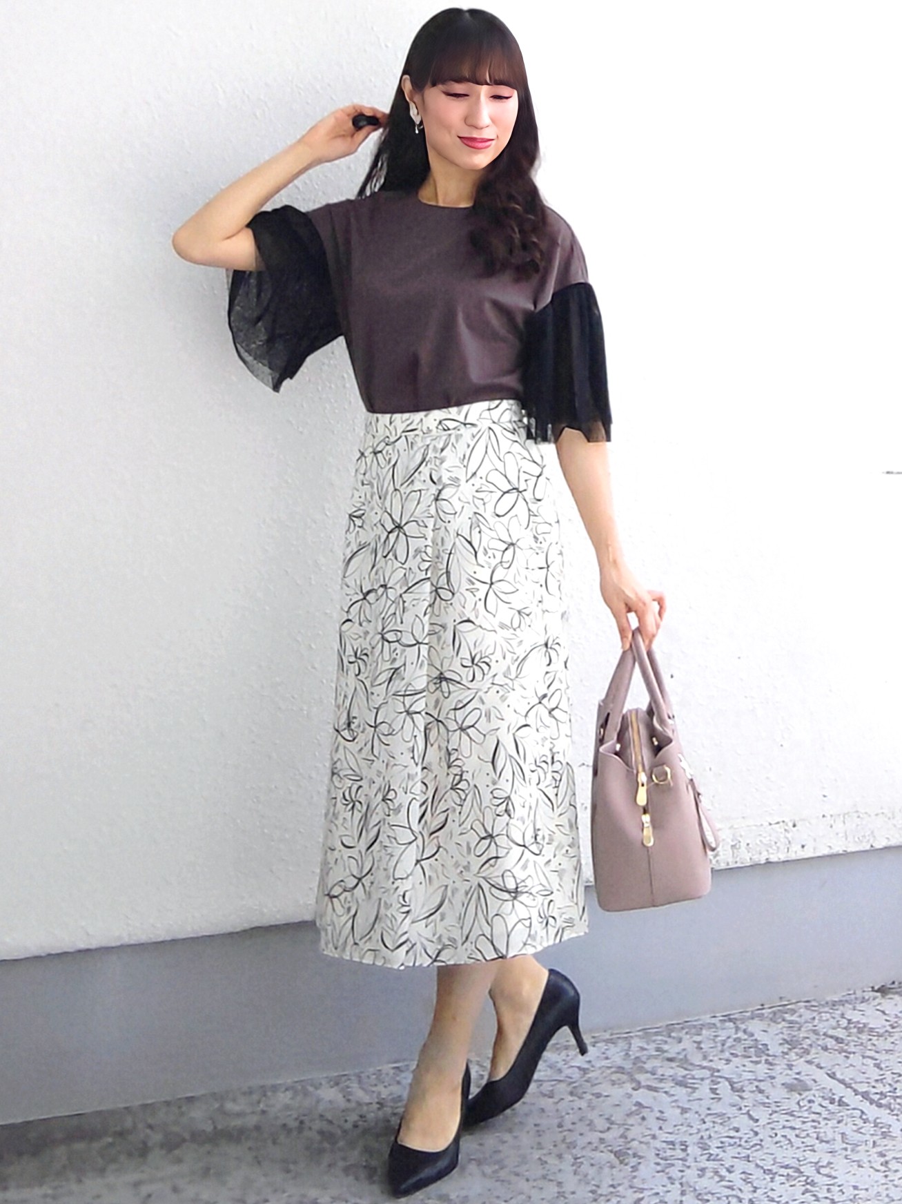 keinaさんの「SunaUna｜チュール袖カットソー」を使ったコーディネート