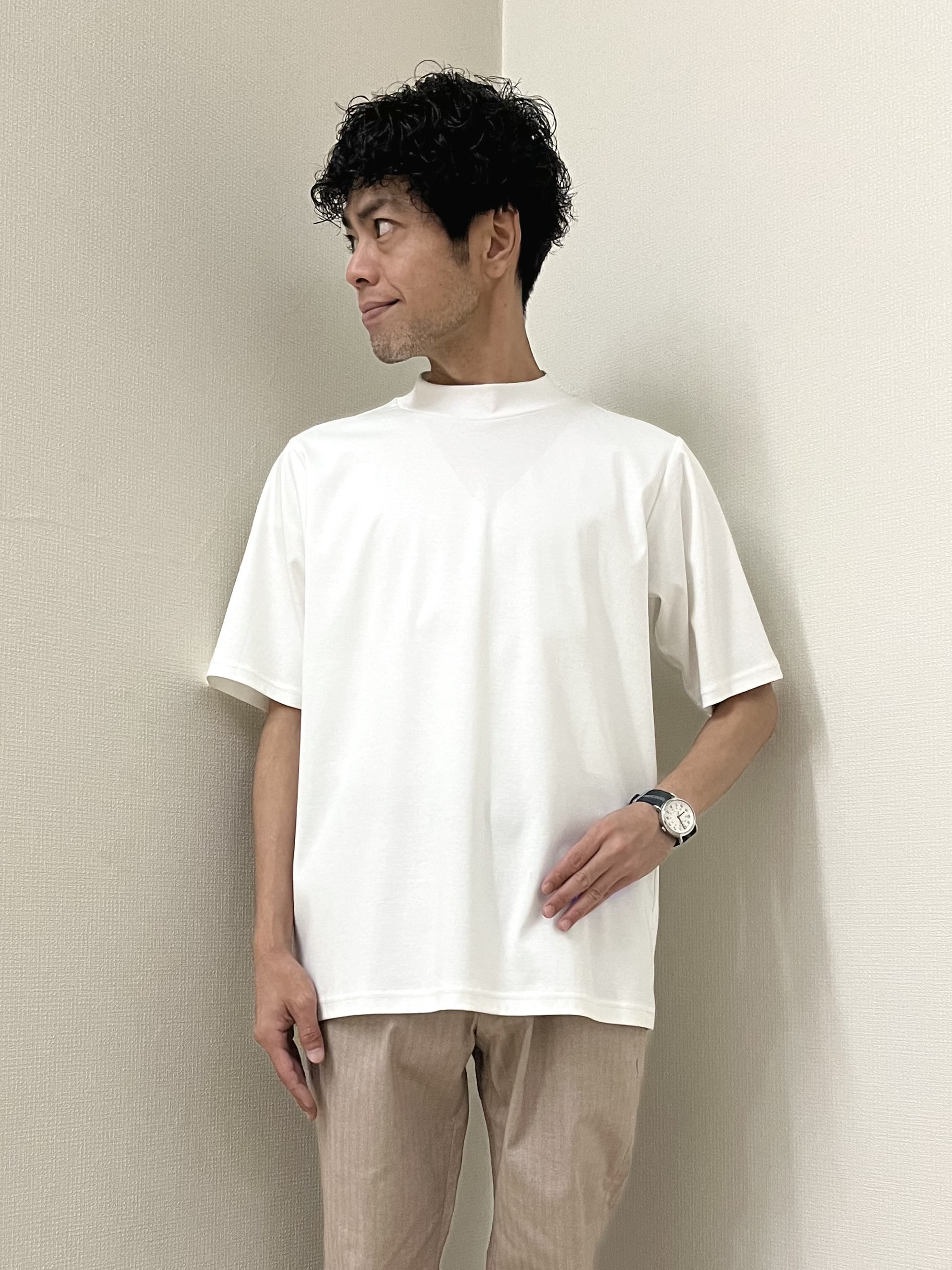 URAさんの「TAKEO KIKUCHI｜【接触冷感】ジャージストライプ シャツ」を使ったコーディネート
