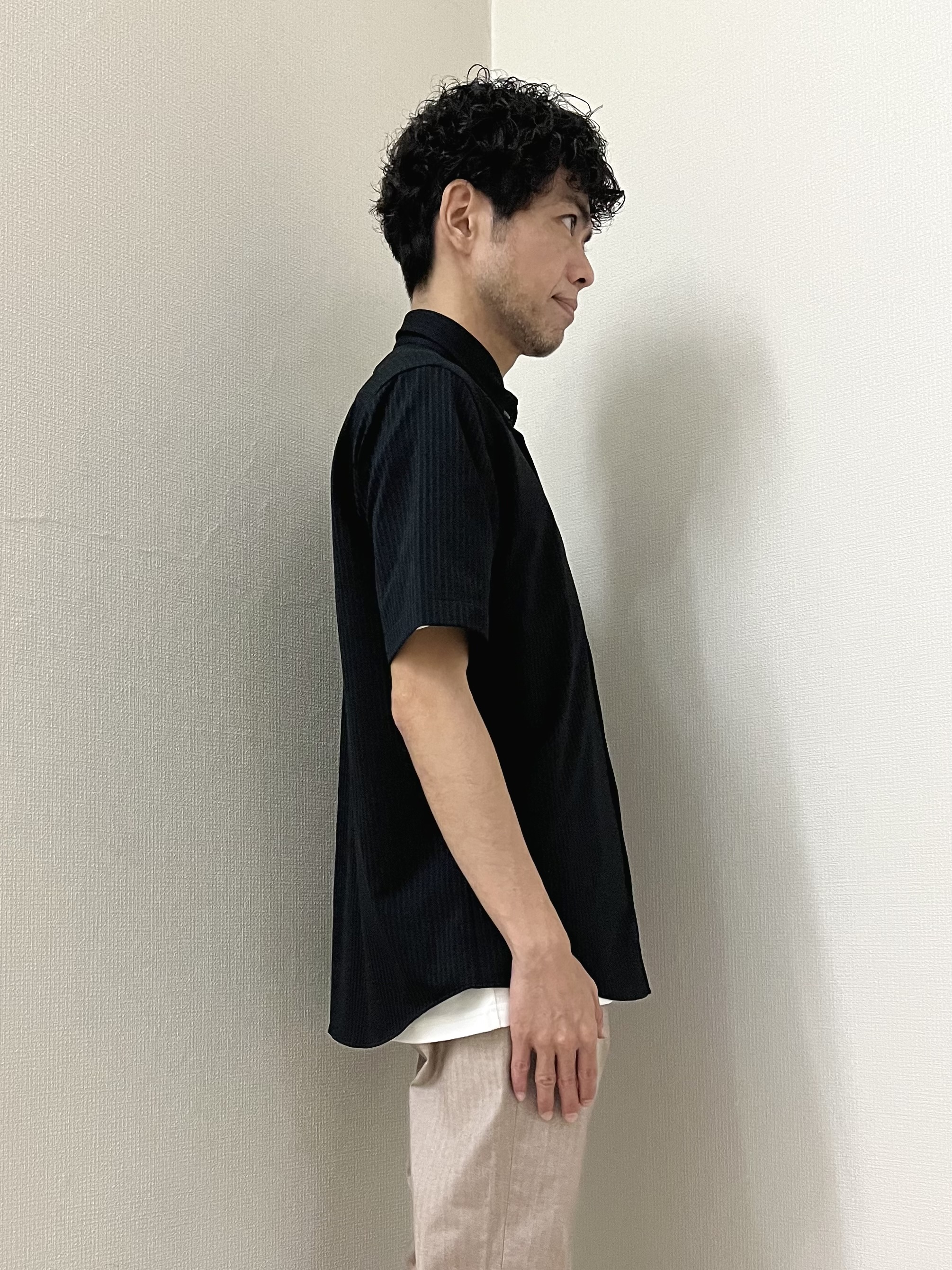 URAさんの「TAKEO KIKUCHI｜【接触冷感】ジャージストライプ シャツ」を使ったコーディネート