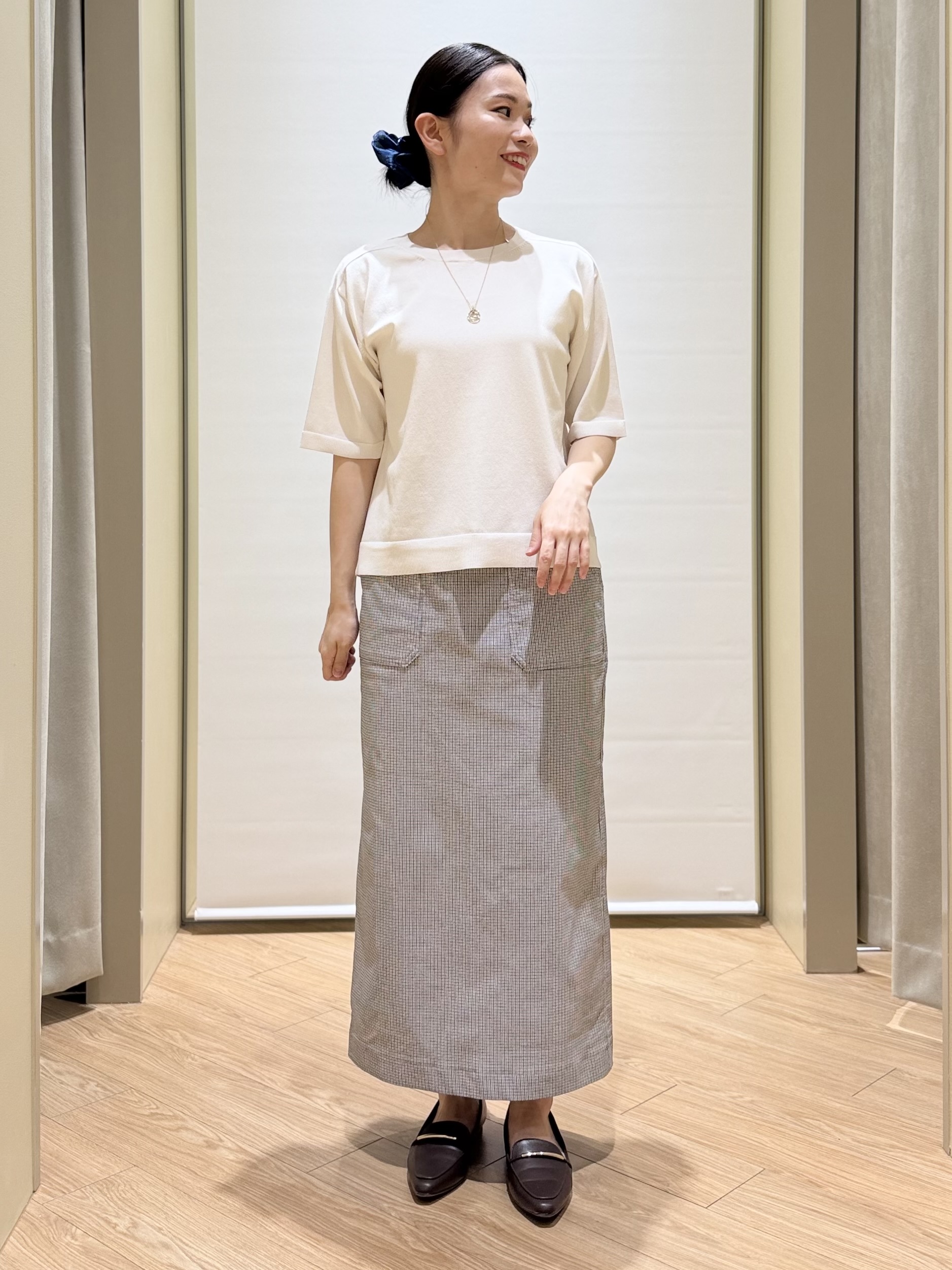 あんりさんの「grove｜【ひんやり・UVカット・洗濯機◎】Tシャツ感覚で着られるコットン混ニット」を使ったコーディネート