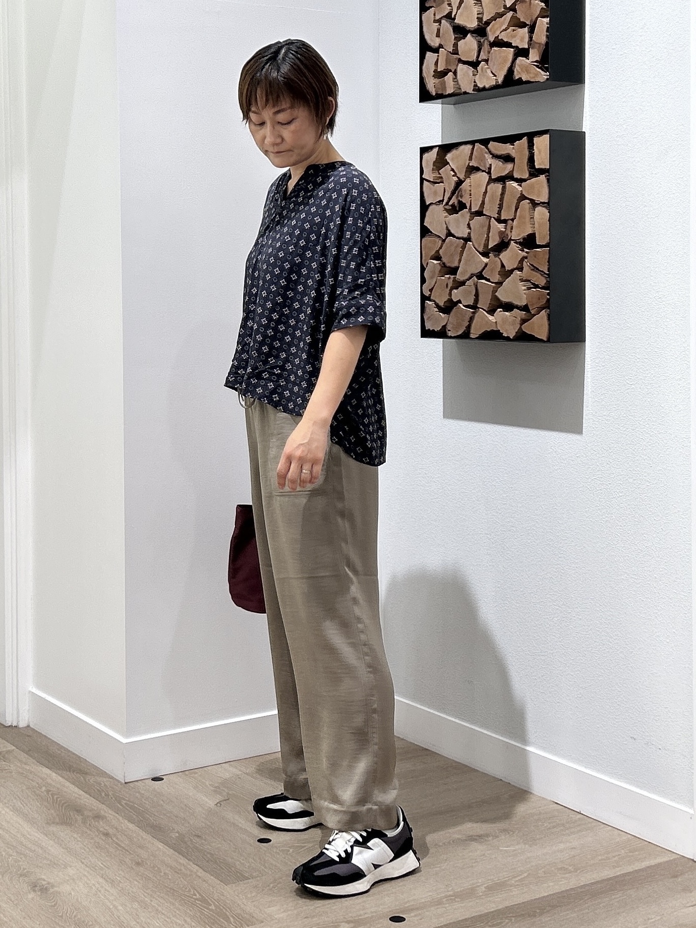 rairaiさんの「Dessin｜【セットアップ可】小紋柄プリント スキッパーシャツ」を使ったコーディネート