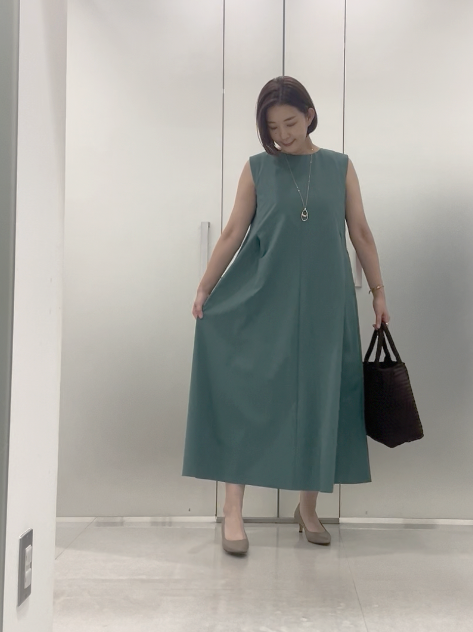 まどかさんの「UNTITLED｜【接触冷感/UVカット/吸水速乾】Aラインロングワンピース」を使ったコーディネート