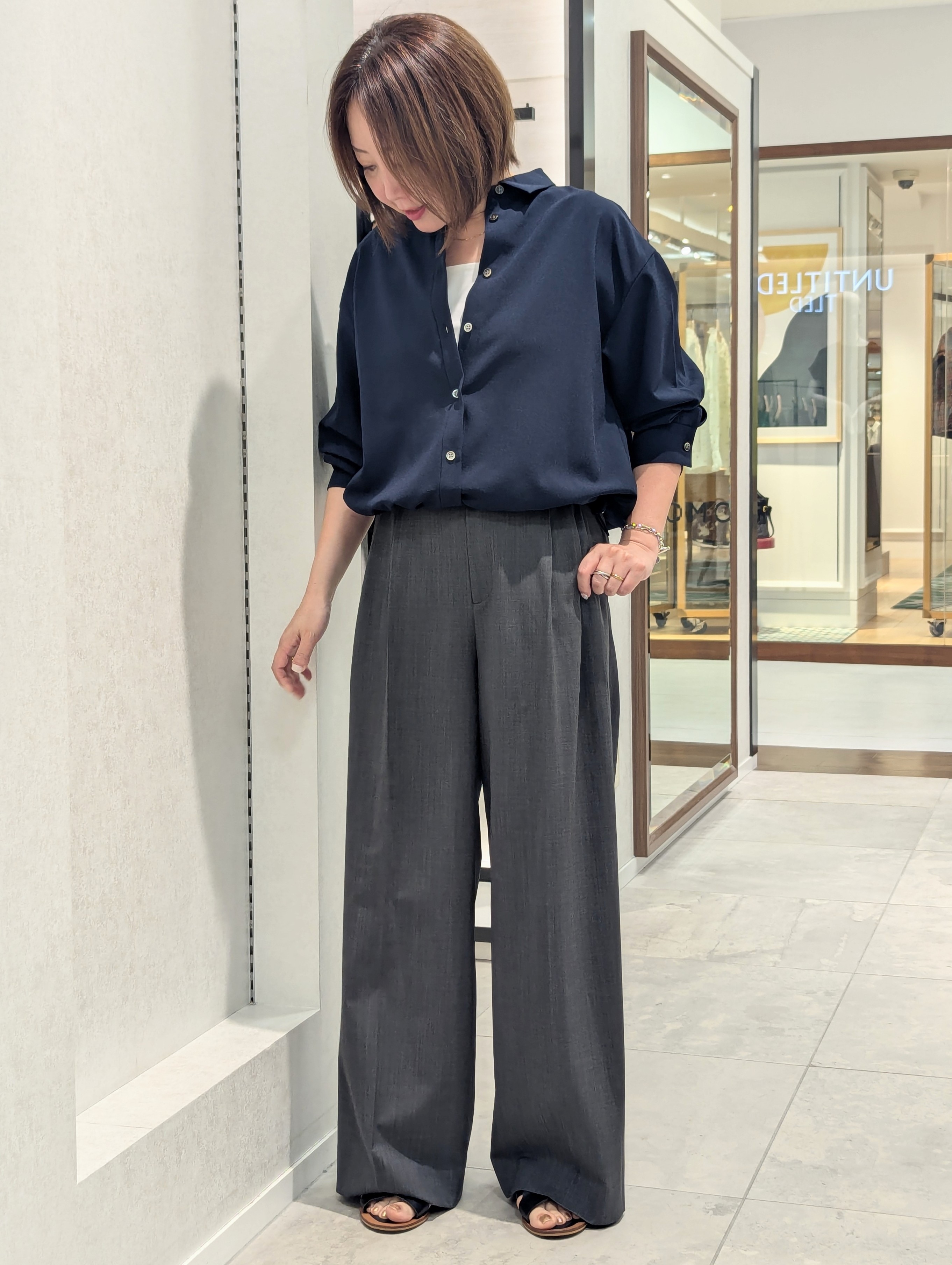 odaさんの「UNTITLED｜【セットアップ可/UVカット/接触冷感】エアリークールドロストシャツ」を使ったコーディネート