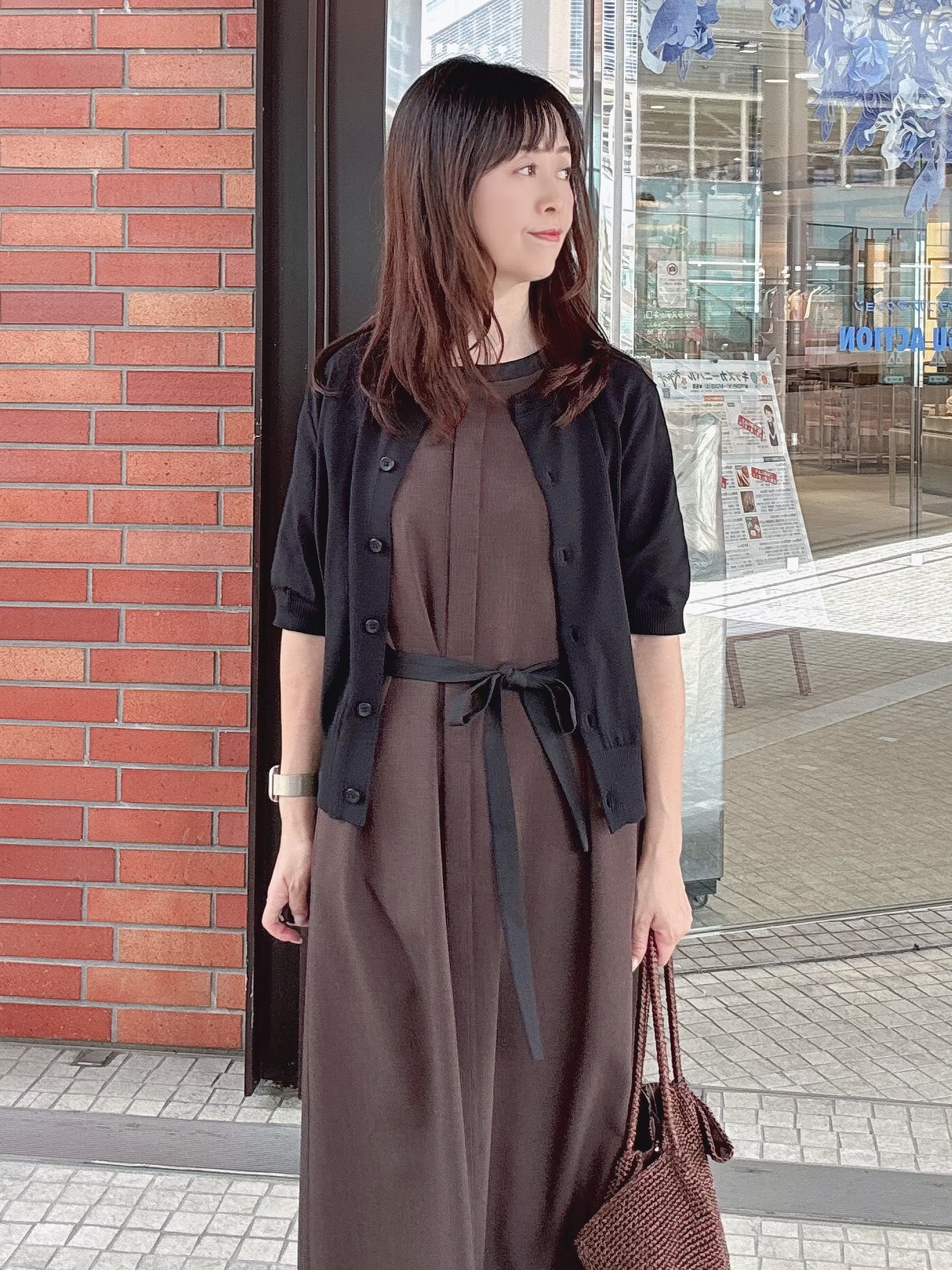 makiさんの「UNTITLED｜【接触冷感/UVカット/イージーケア】配色ラインワンピース」を使ったコーディネート