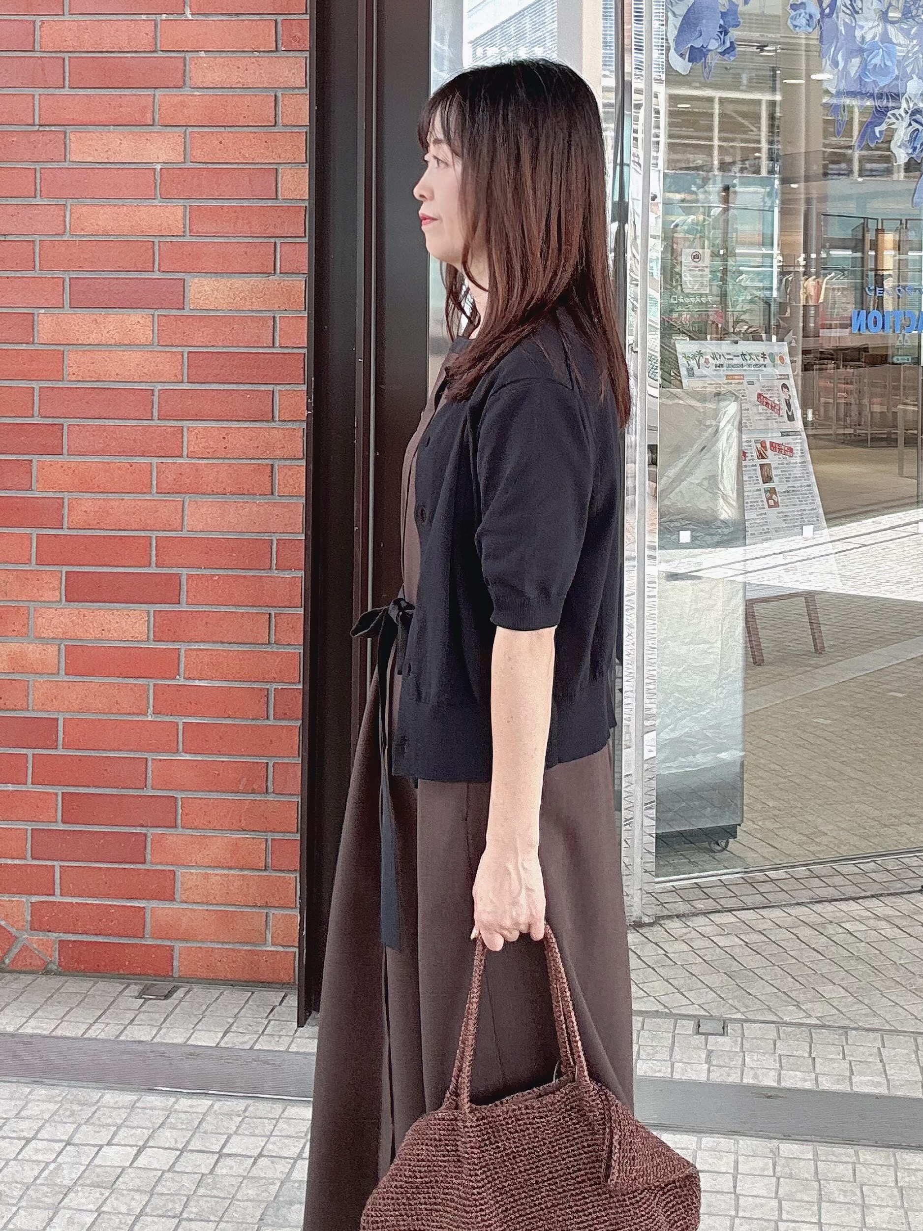 makiさんの「UNTITLED｜【接触冷感/UVカット/イージーケア】配色ラインワンピース」を使ったコーディネート