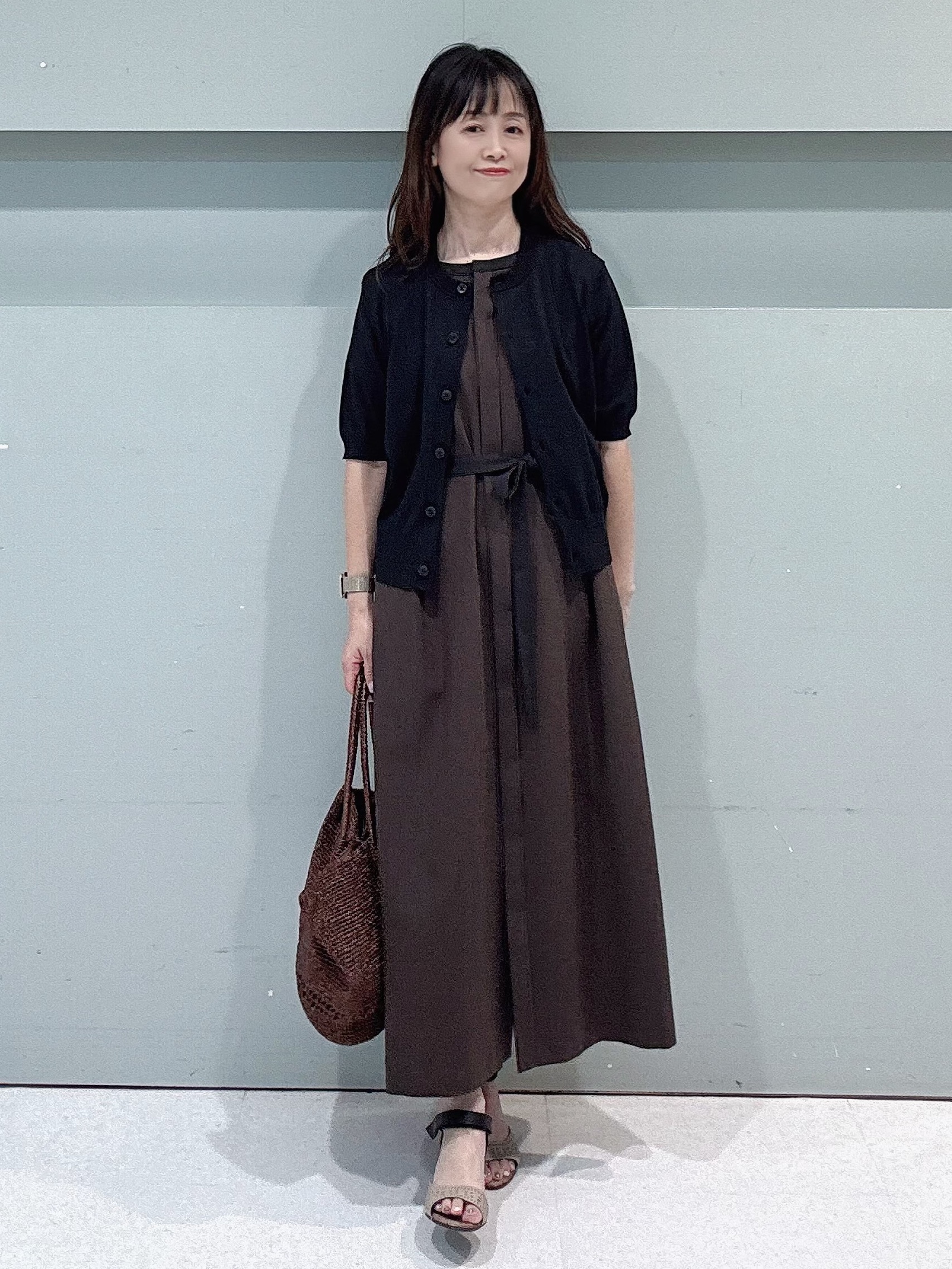 makiさんの「UNTITLED｜【接触冷感/UVカット/イージーケア】配色ラインワンピース」を使ったコーディネート