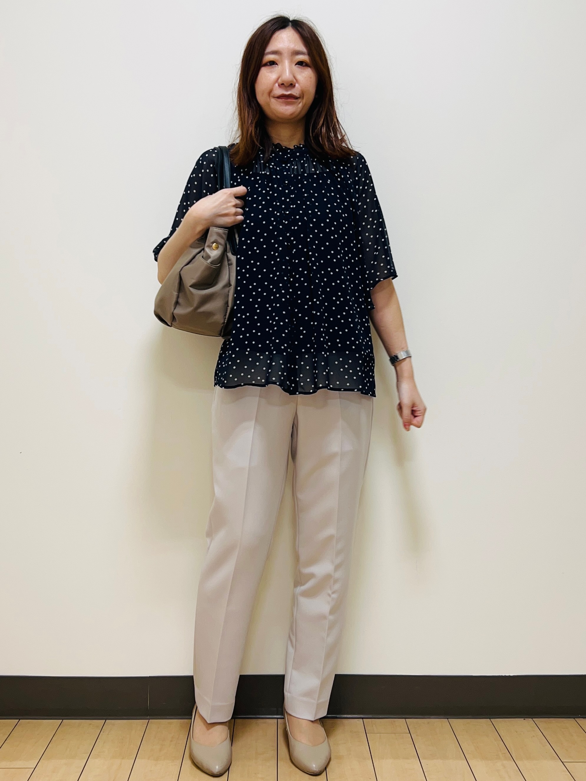 miiiさんの「Reflect｜【セットアップ／手洗い可】ドット柄シアーブラウス」を使ったコーディネート