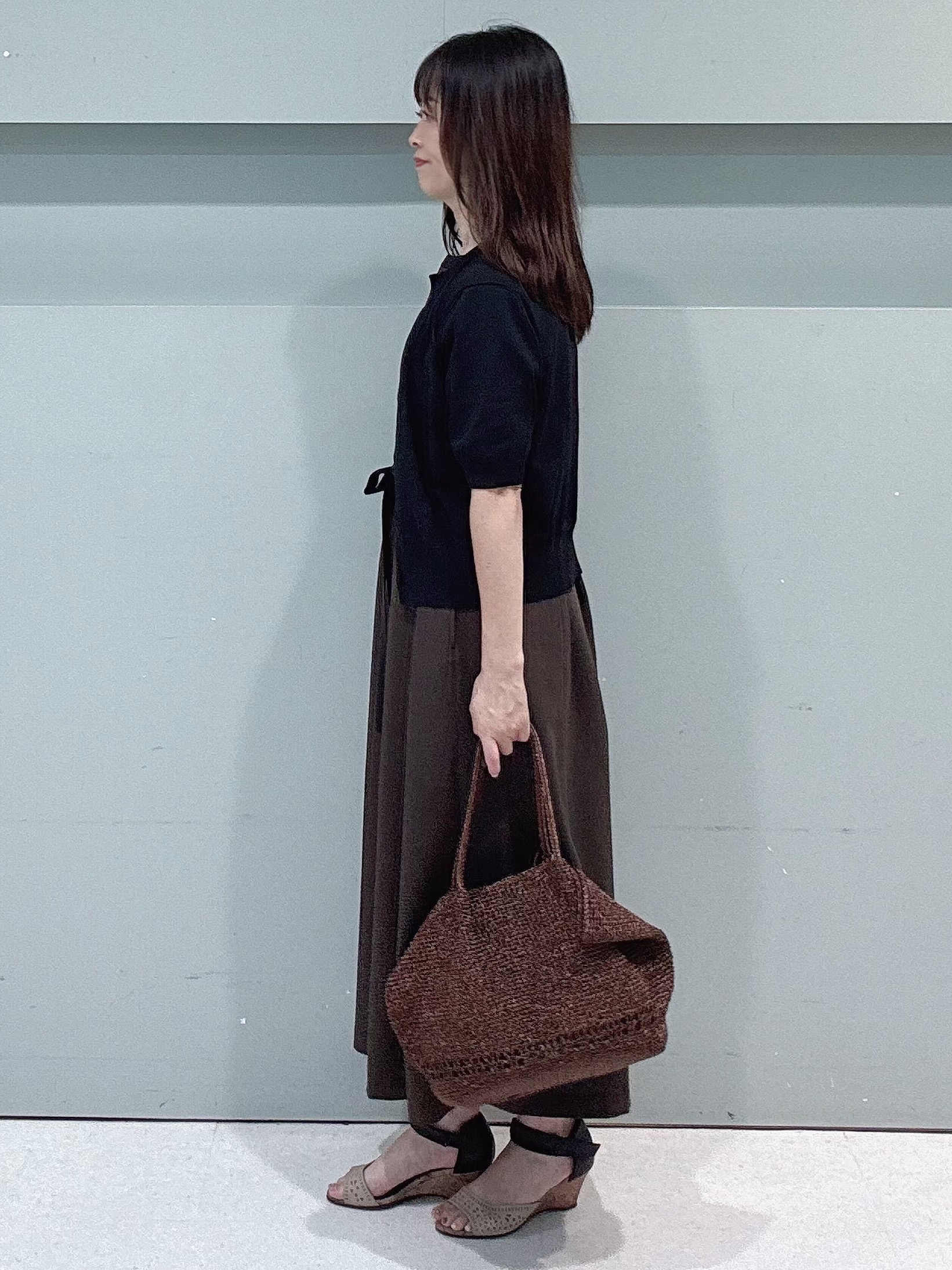 makiさんの「UNTITLED｜【接触冷感/UVカット/イージーケア】配色ラインワンピース」を使ったコーディネート