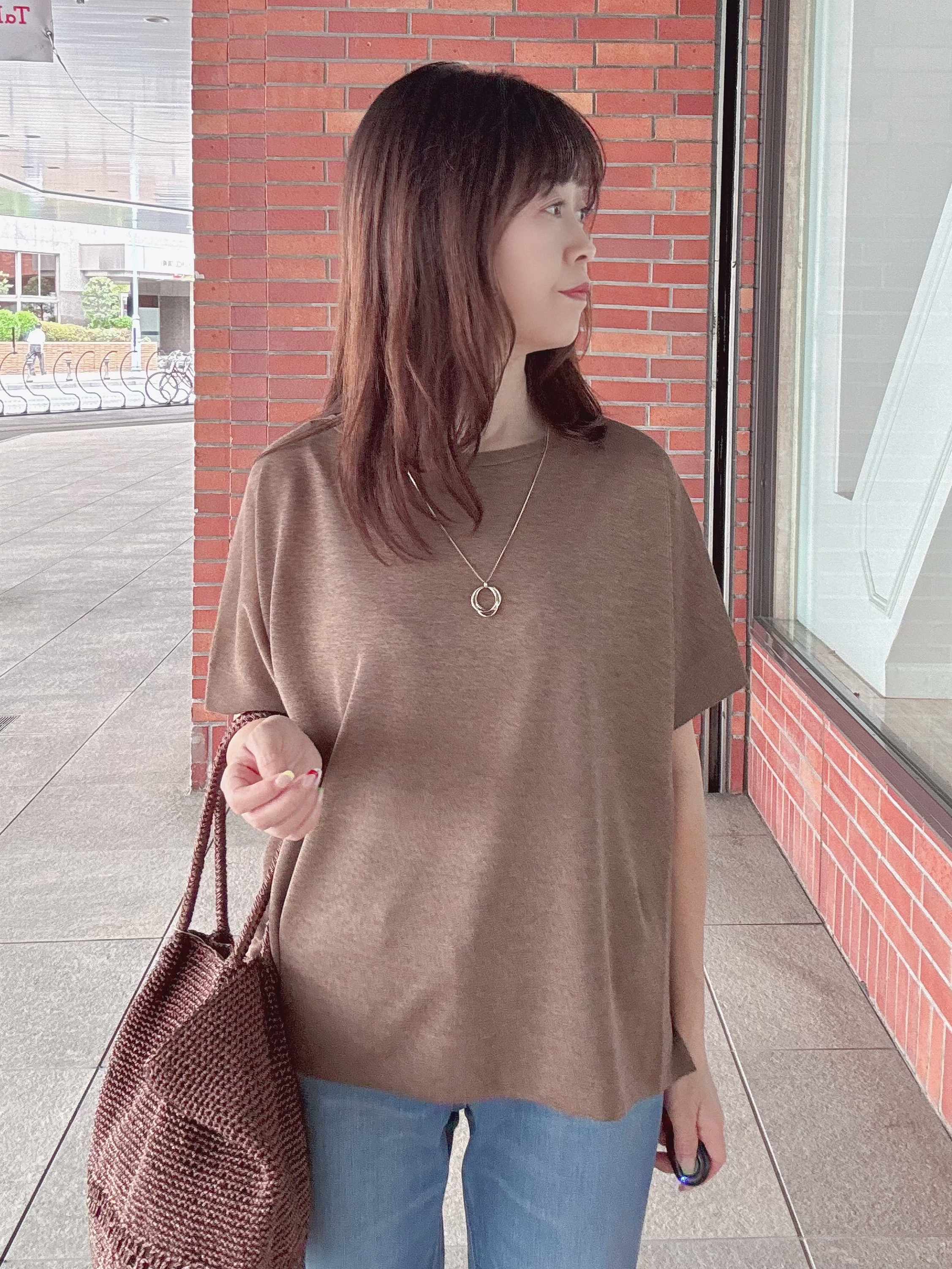 makiさんの「UNTITLED｜【アンサンブル可/品のある透け感】Tシャツ風ニットトップス」を使ったコーディネート