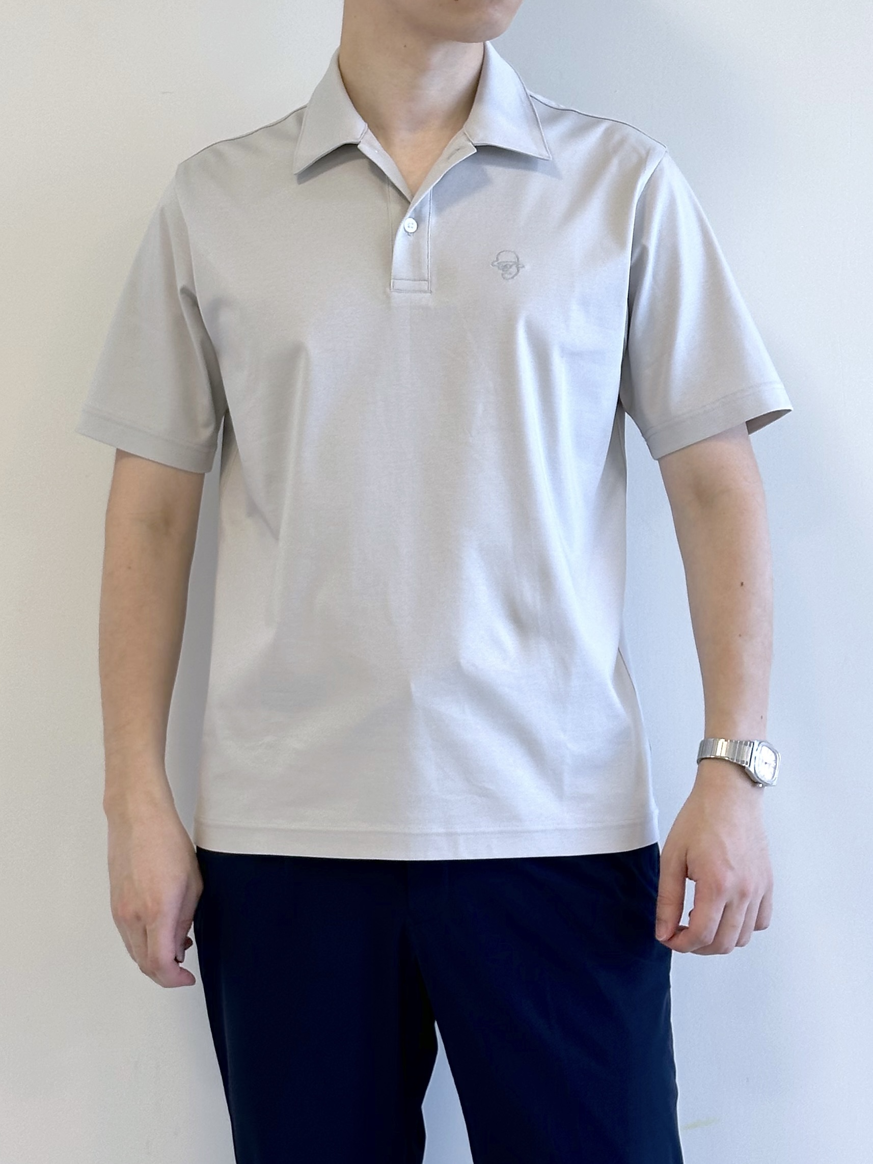 イッシーさんの「TAKEO KIKUCHI｜【接触冷感】アイスクリアコットン ワンポイント ポロシャツ」を使ったコーディネート
