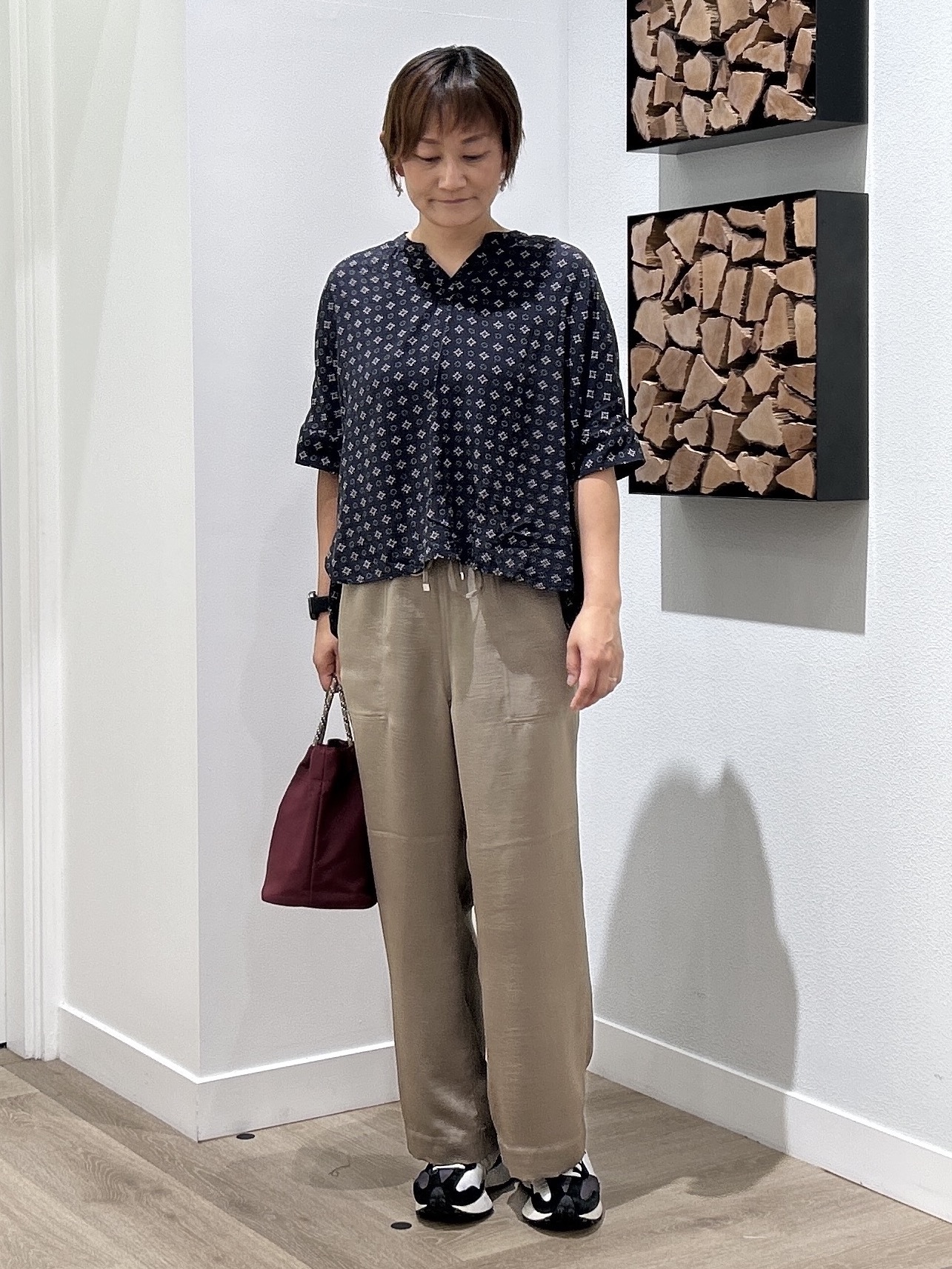 rairaiさんの「Dessin｜【セットアップ可】小紋柄プリント スキッパーシャツ」を使ったコーディネート