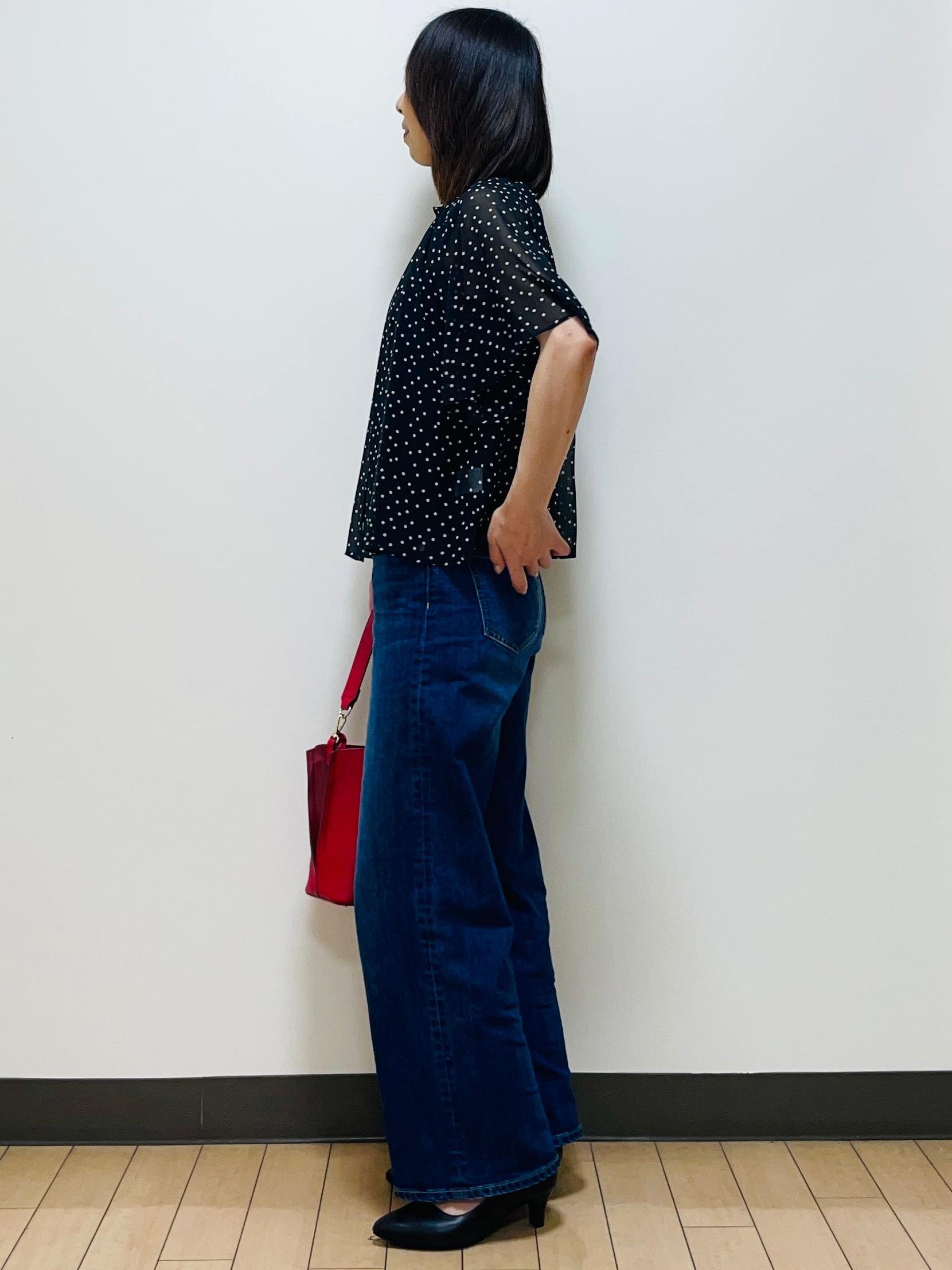 Riiさんの「Reflect｜【セットアップ／手洗い可】ドット柄シアーブラウス」を使ったコーディネート
