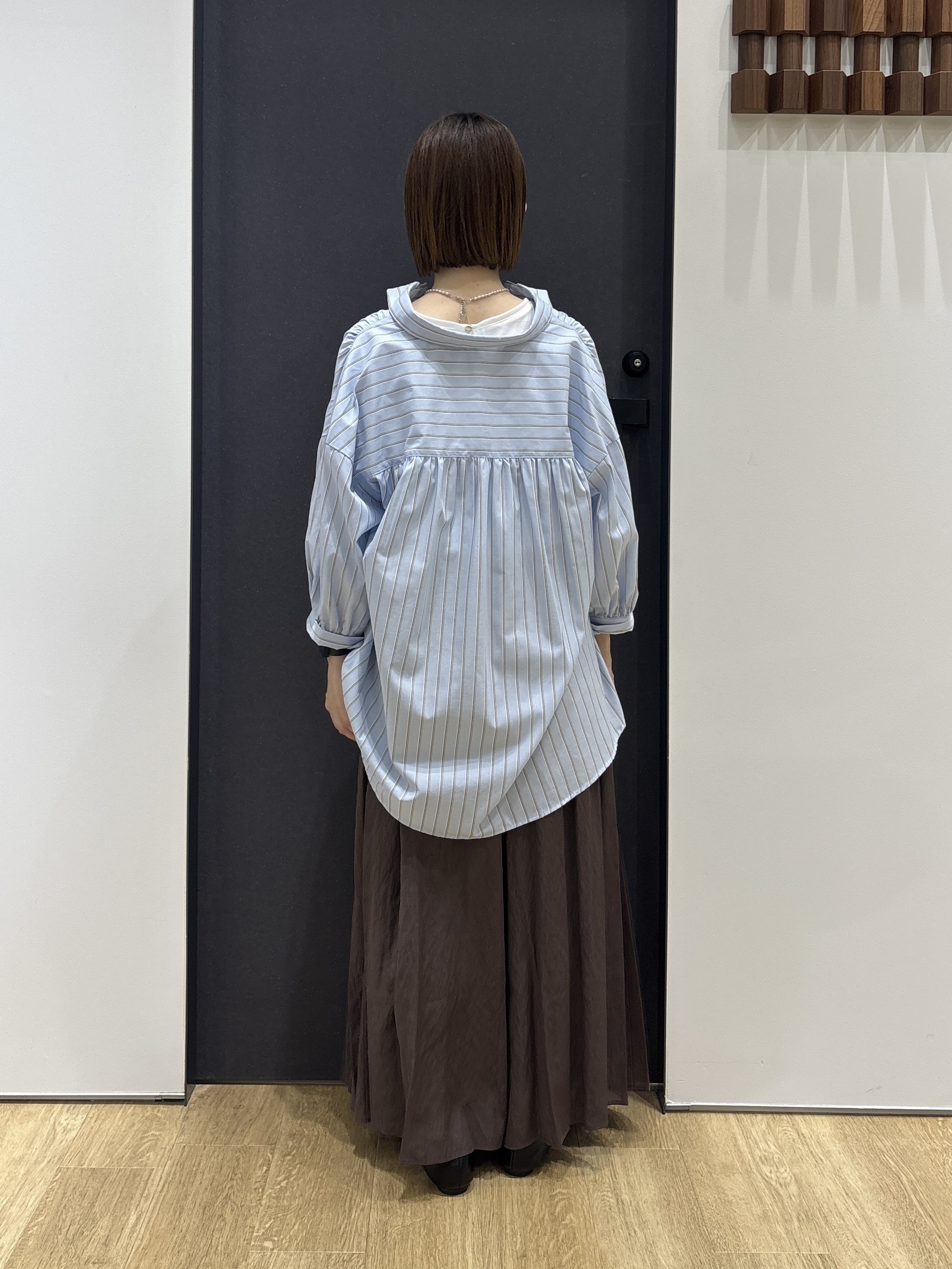 risaさんの「Dessin｜【UVカット】ギャザースリーブストライプシャツ6分袖」を使ったコーディネート