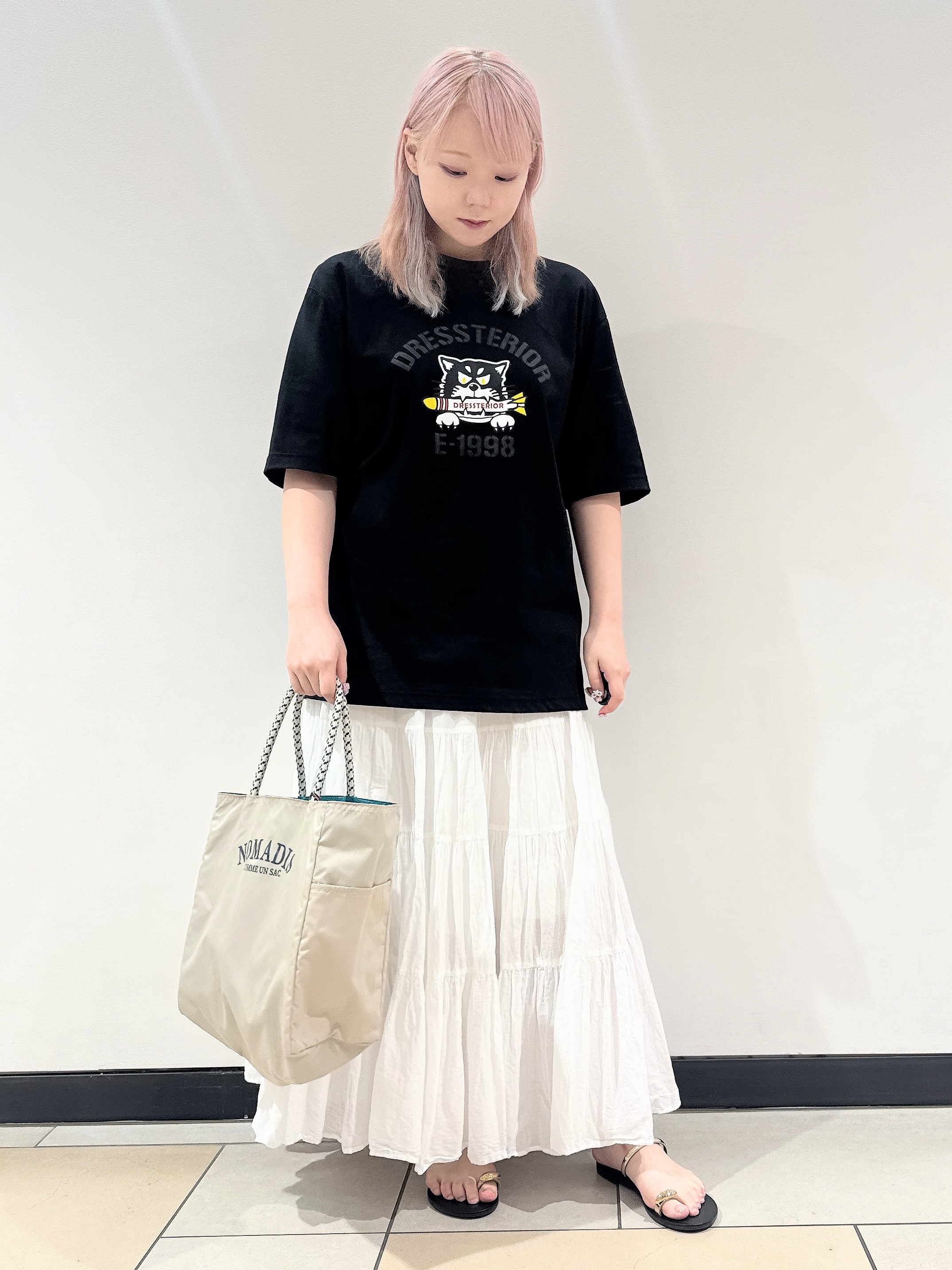 なかもとあきさんの「DRESSTERIOR｜【接触冷感／抗菌防臭／消臭】ICE CLEAR COTTON ミサイルキャットTシャツ」を使ったコーディネート