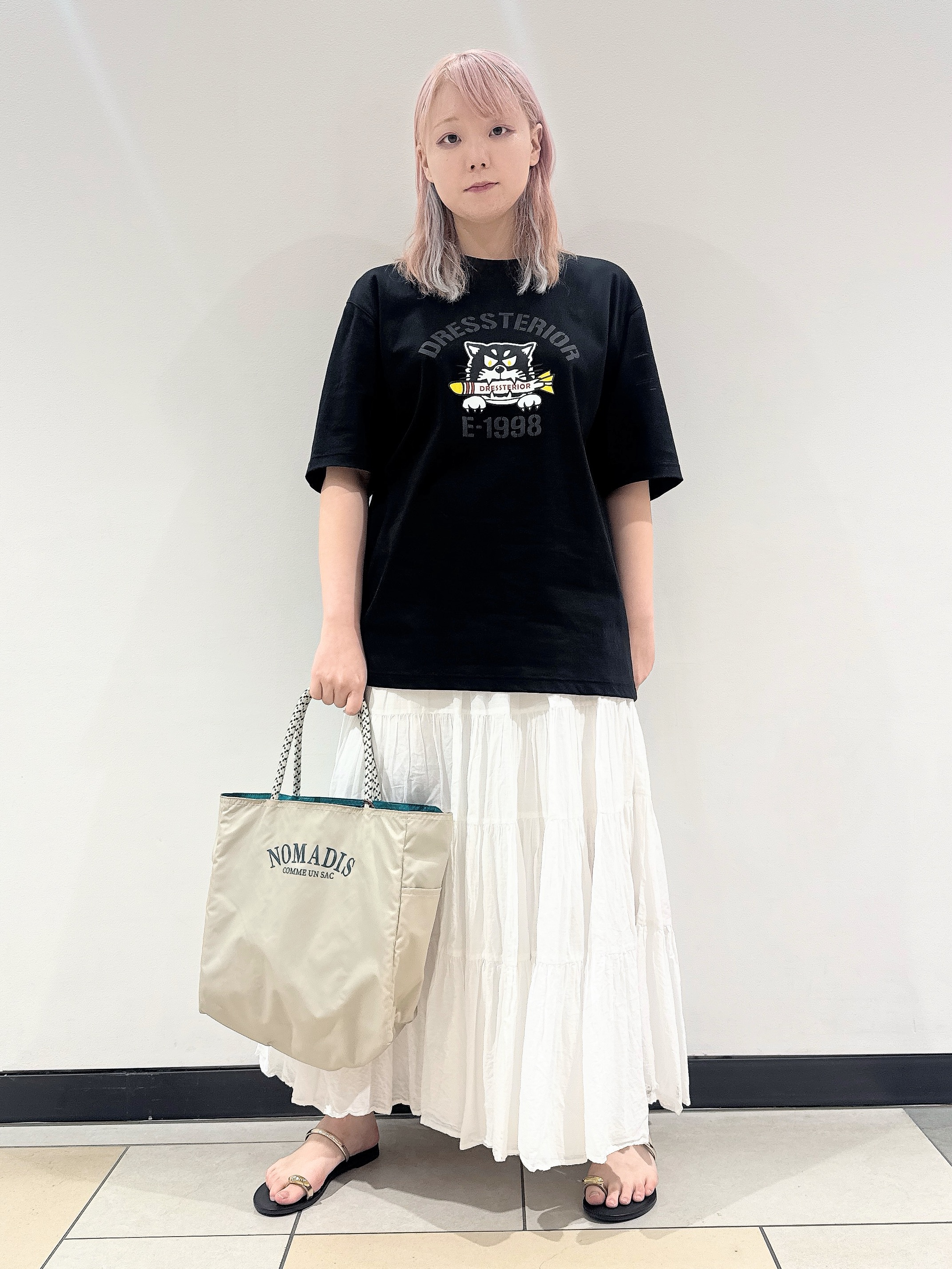 なかもとあきさんの「DRESSTERIOR｜【接触冷感／抗菌防臭／消臭】ICE CLEAR COTTON ミサイルキャットTシャツ」を使ったコーディネート