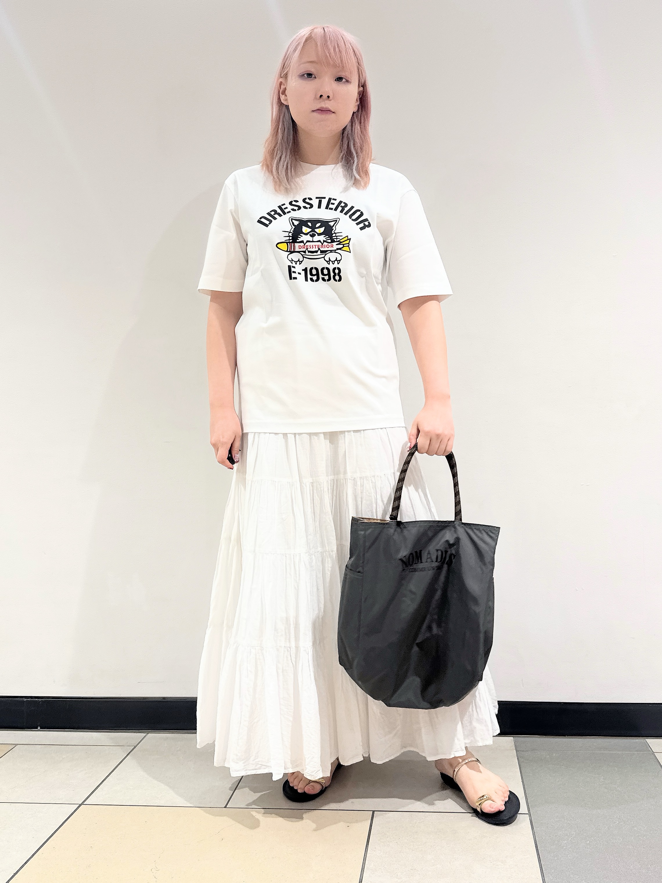 なかもとあきさんの「DRESSTERIOR｜【接触冷感／抗菌防臭／消臭】ICE CLEAR COTTON ミサイルキャットTシャツ」を使ったコーディネート