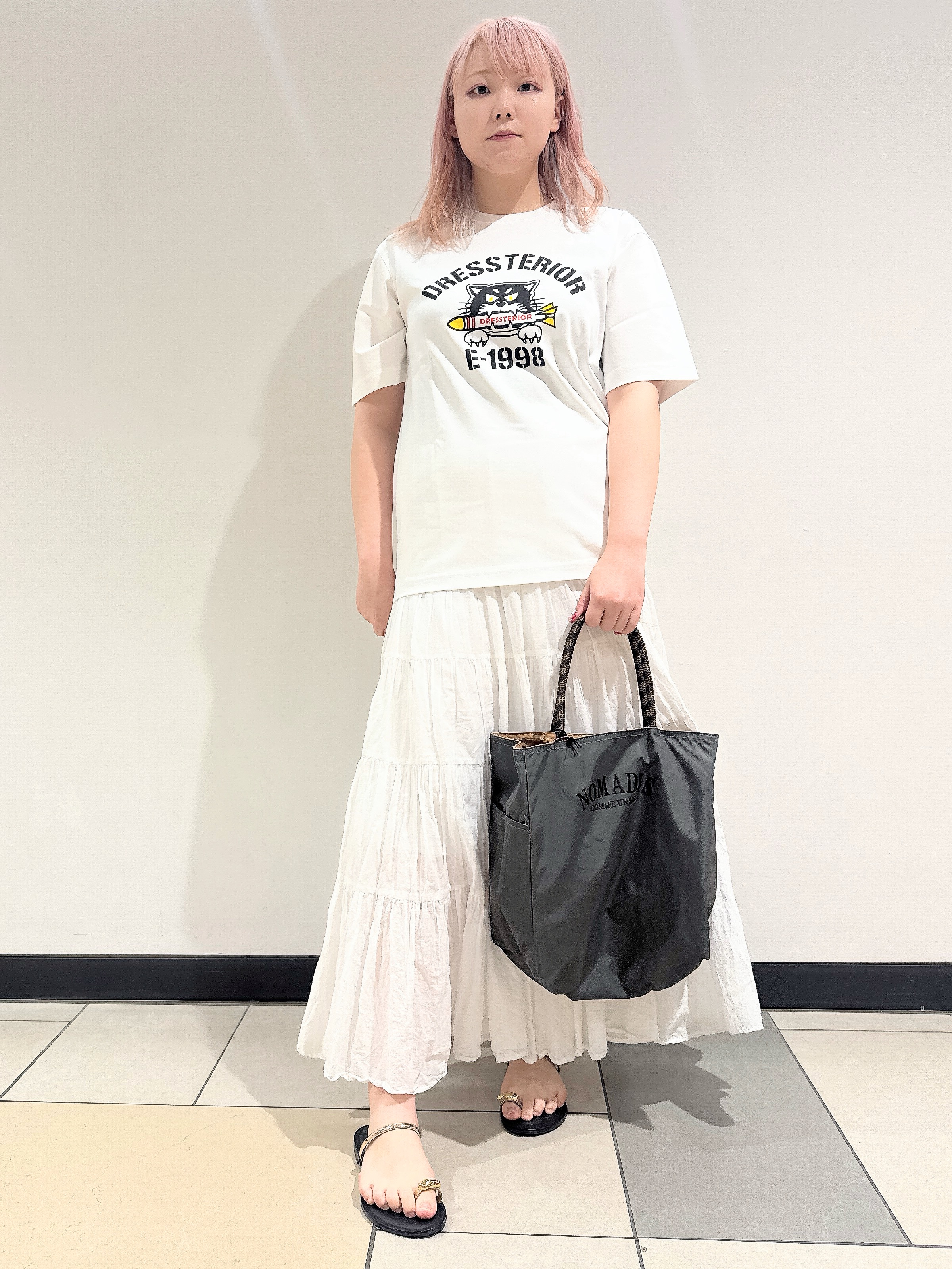 なかもとあきさんの「DRESSTERIOR｜【接触冷感／抗菌防臭／消臭】ICE CLEAR COTTON ミサイルキャットTシャツ」を使ったコーディネート