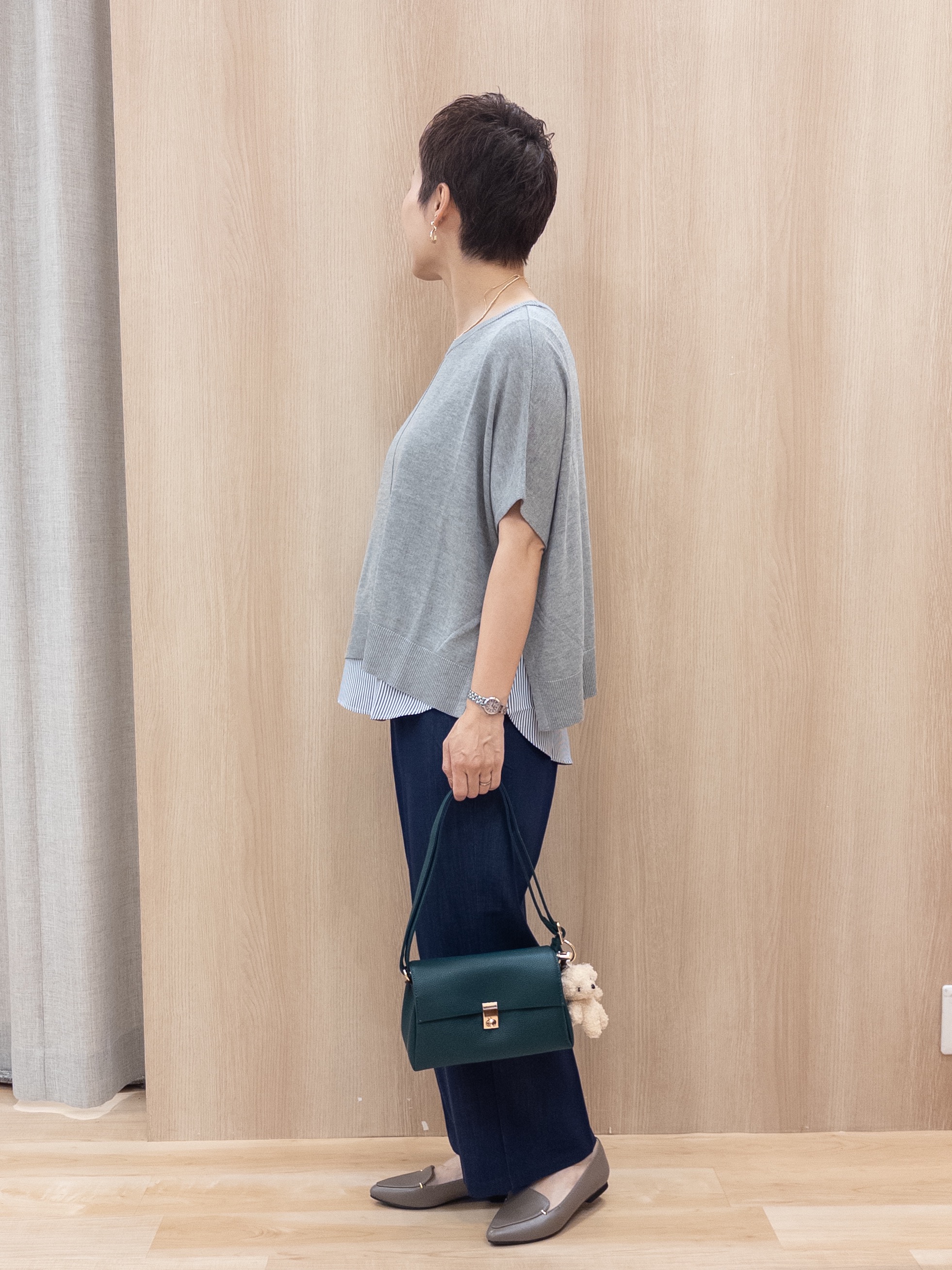 シュウコさんの「grove｜【体系カバー◎】ニット&times;インナーシャツタンクSET」を使ったコーディネート