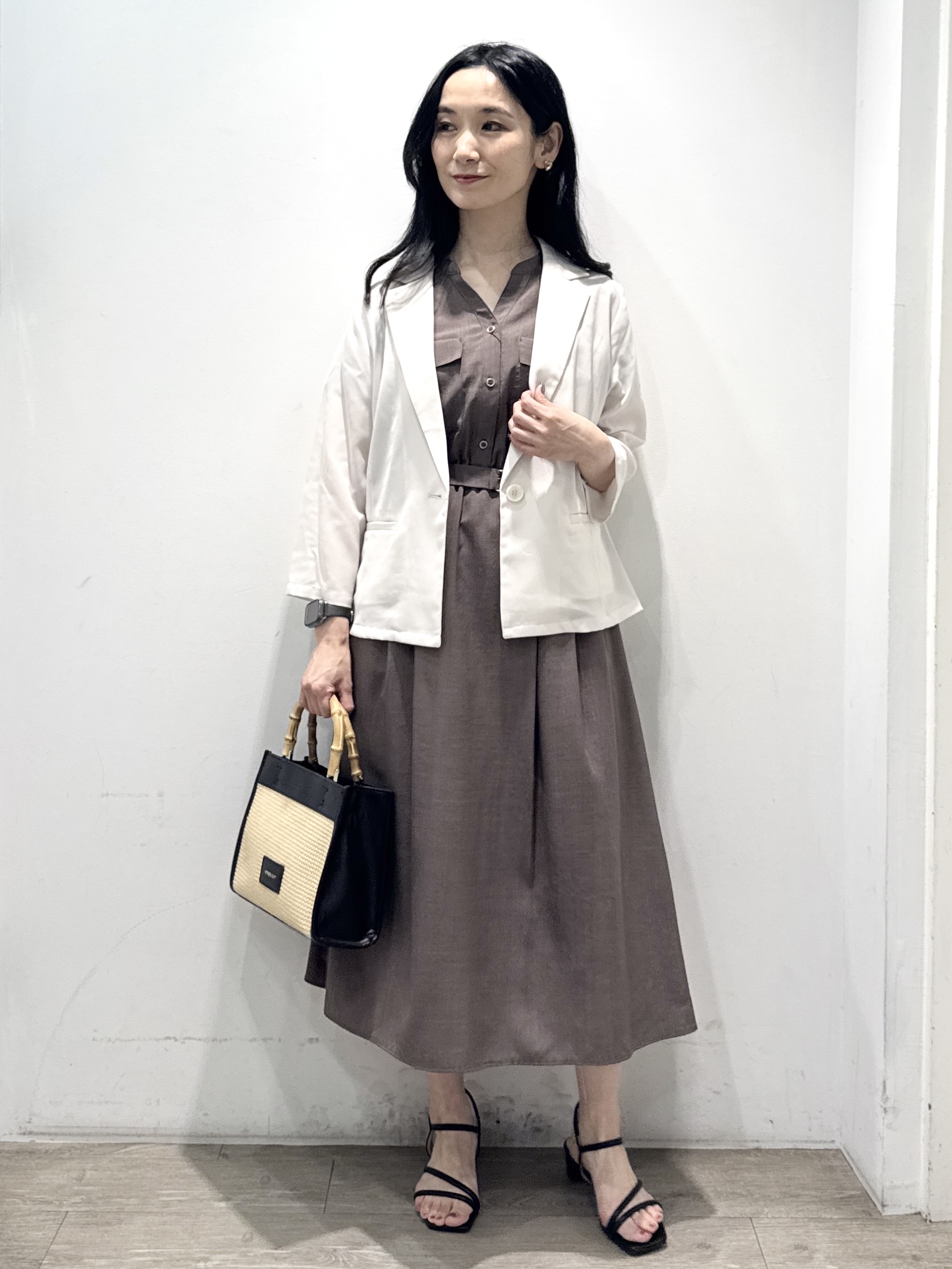 yuicciさんの「OPAQUE.CLIP｜【接触冷感／防シワ】ひんやり7分袖テーラードジャケット《洗濯機OK》」を使ったコーディネート