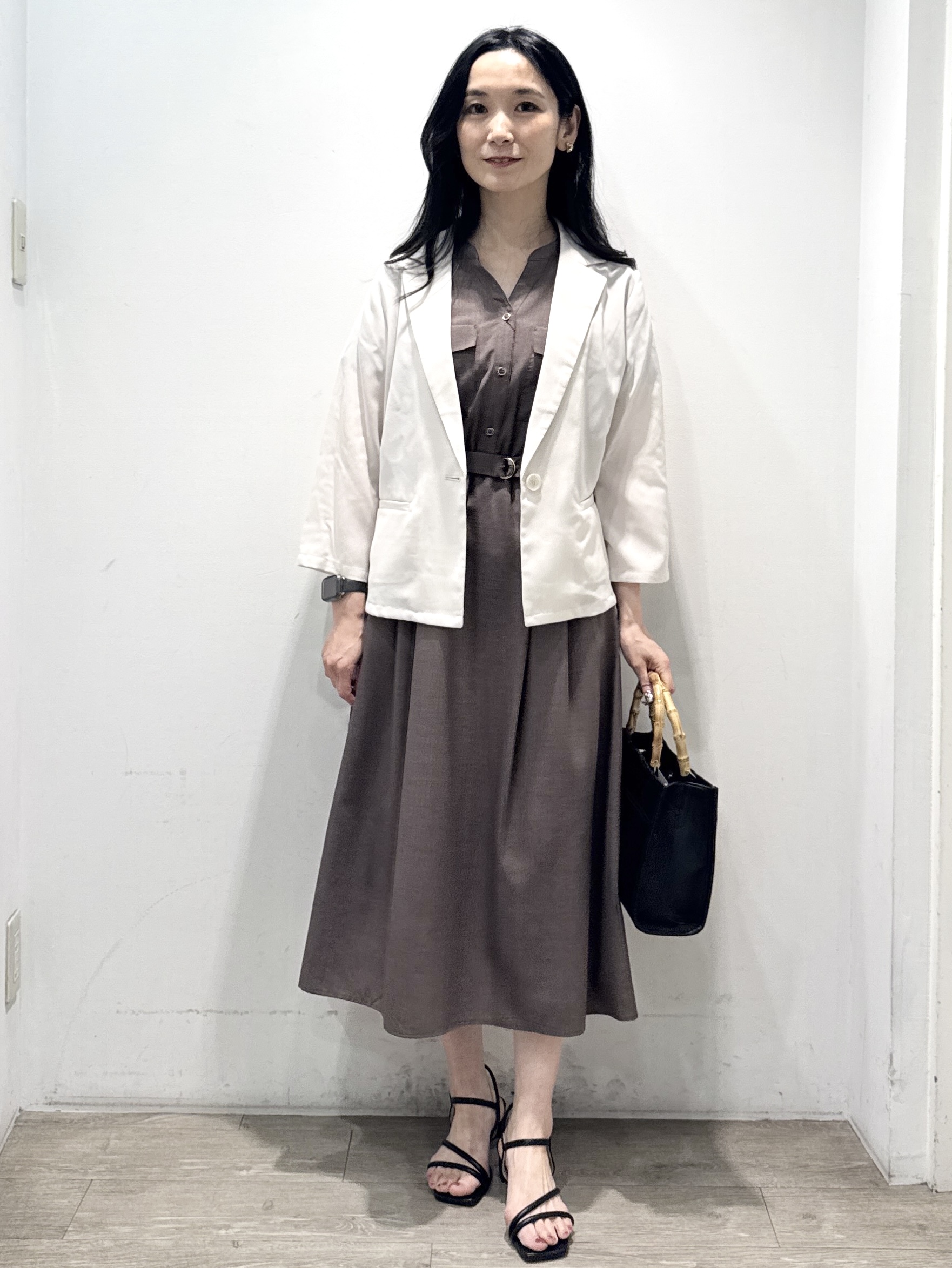 yuicciさんの「OPAQUE.CLIP｜【接触冷感／防シワ】ひんやり7分袖テーラードジャケット《洗濯機OK》」を使ったコーディネート
