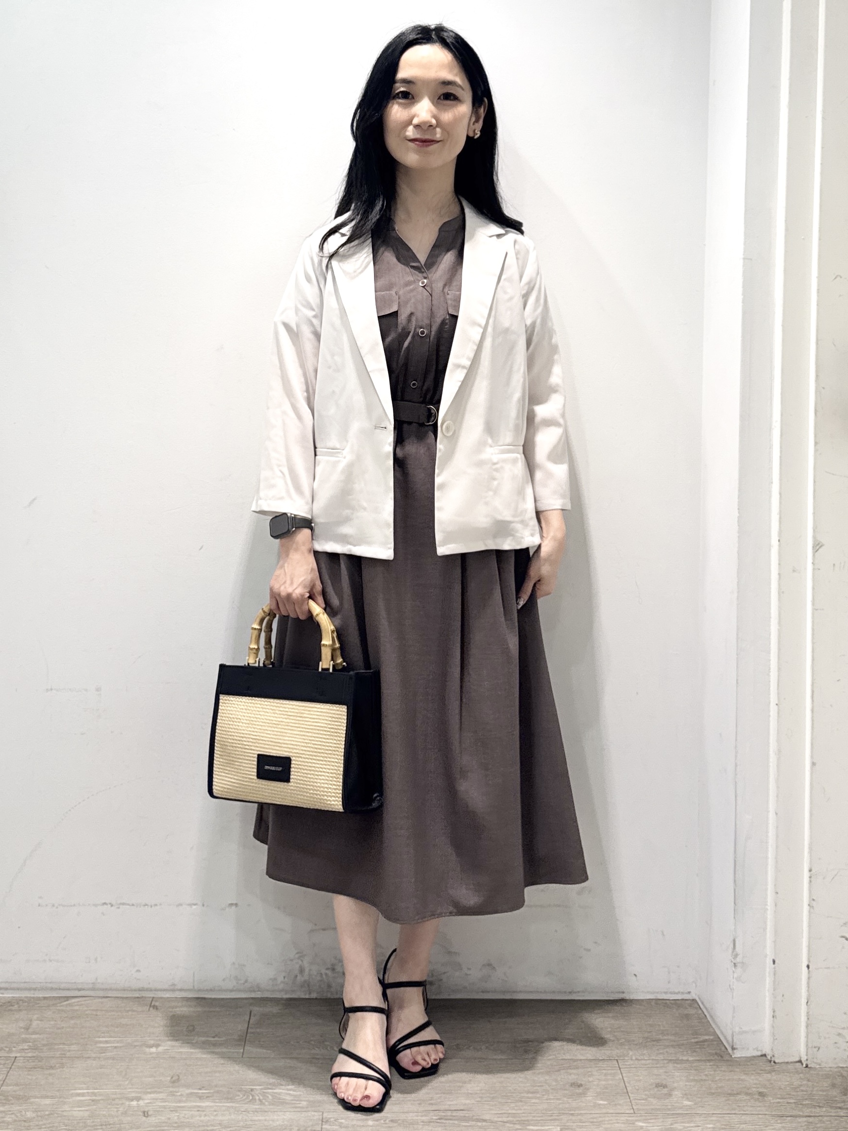 yuicciさんの「OPAQUE.CLIP｜【接触冷感／防シワ】ひんやり7分袖テーラードジャケット《洗濯機OK》」を使ったコーディネート